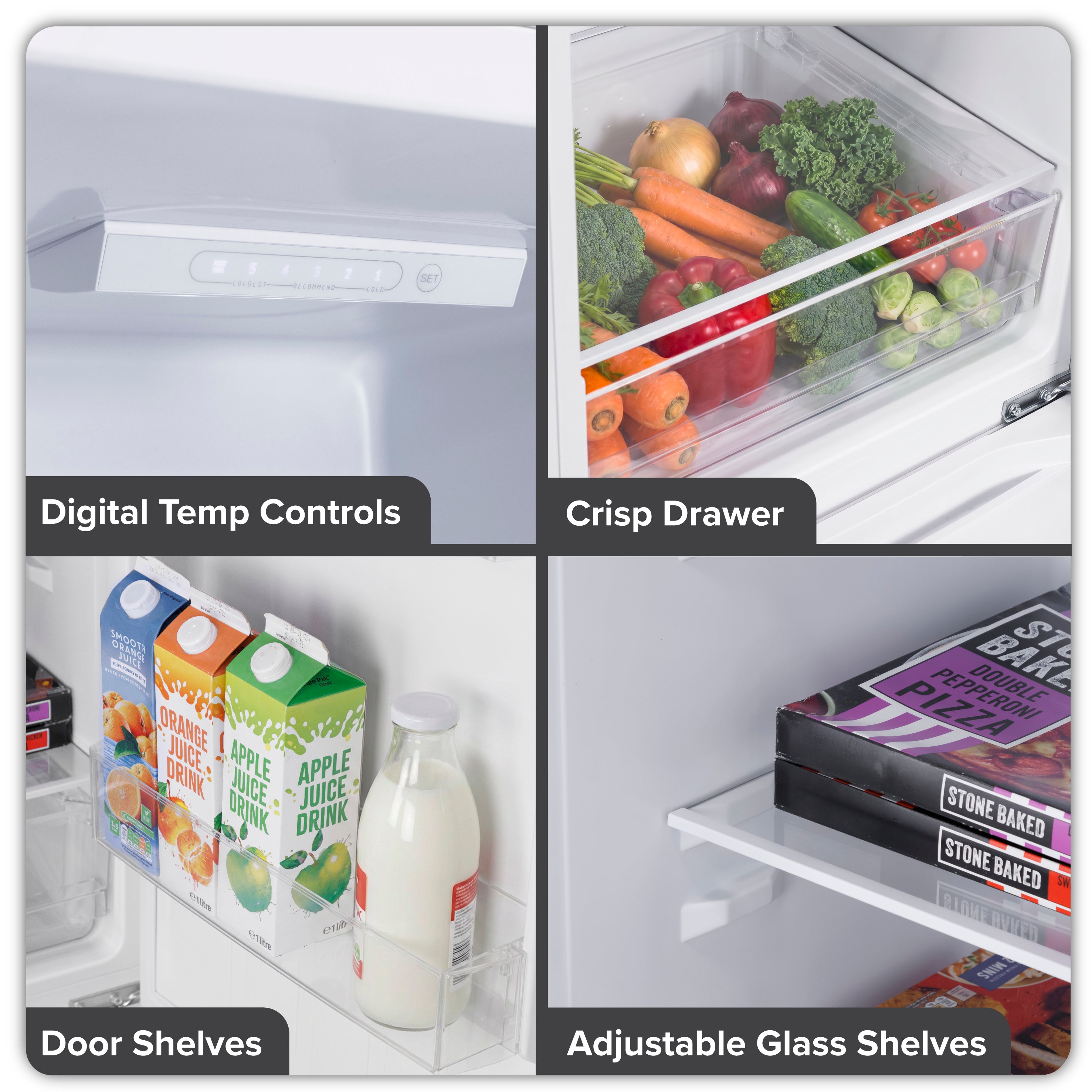 Baridi 50/50 Smart Frost Fridge Freezer 254L Capacity, White - DH328