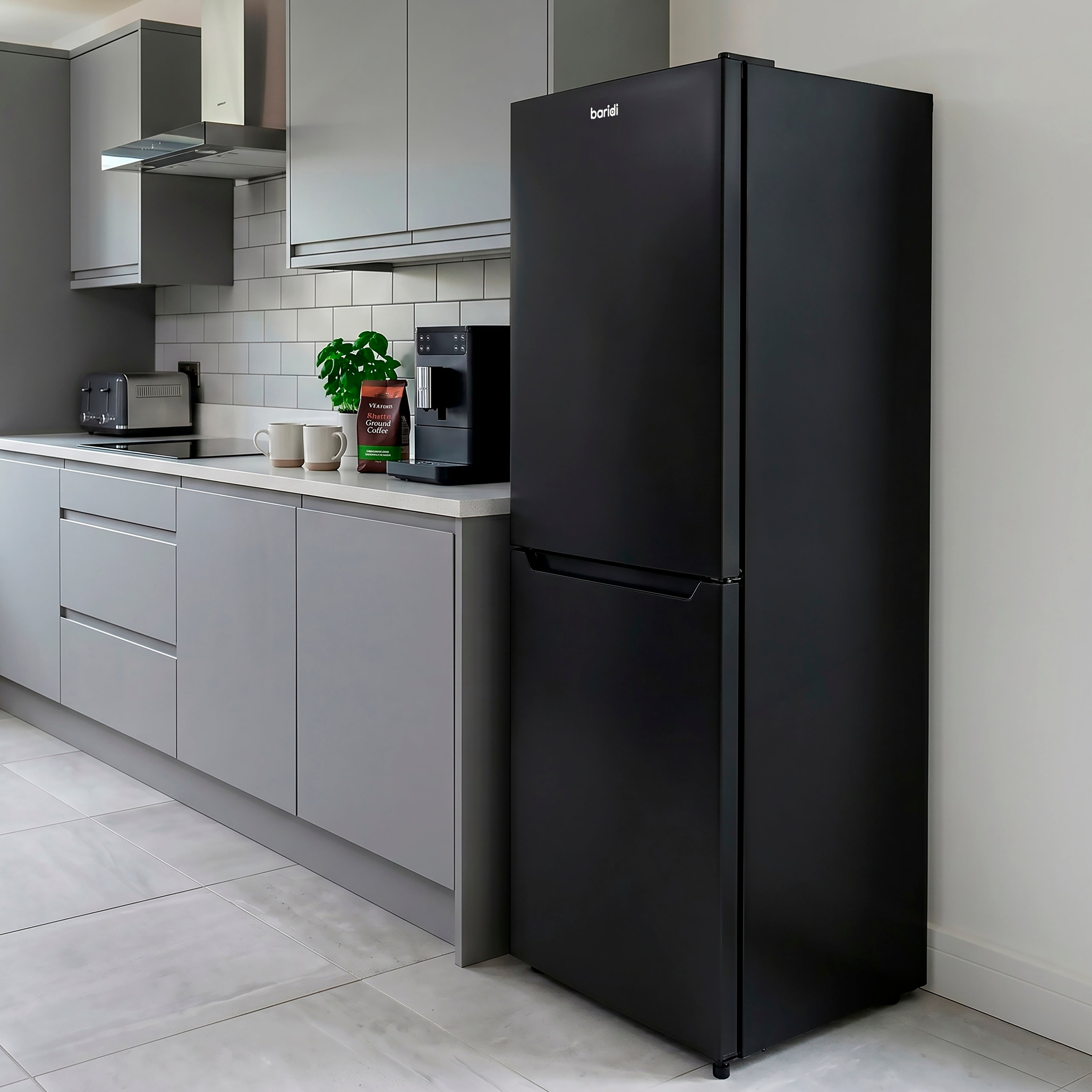 Baridi 50/50 Smart Frost Fridge Freezer 254L Capacity, Black - DH329