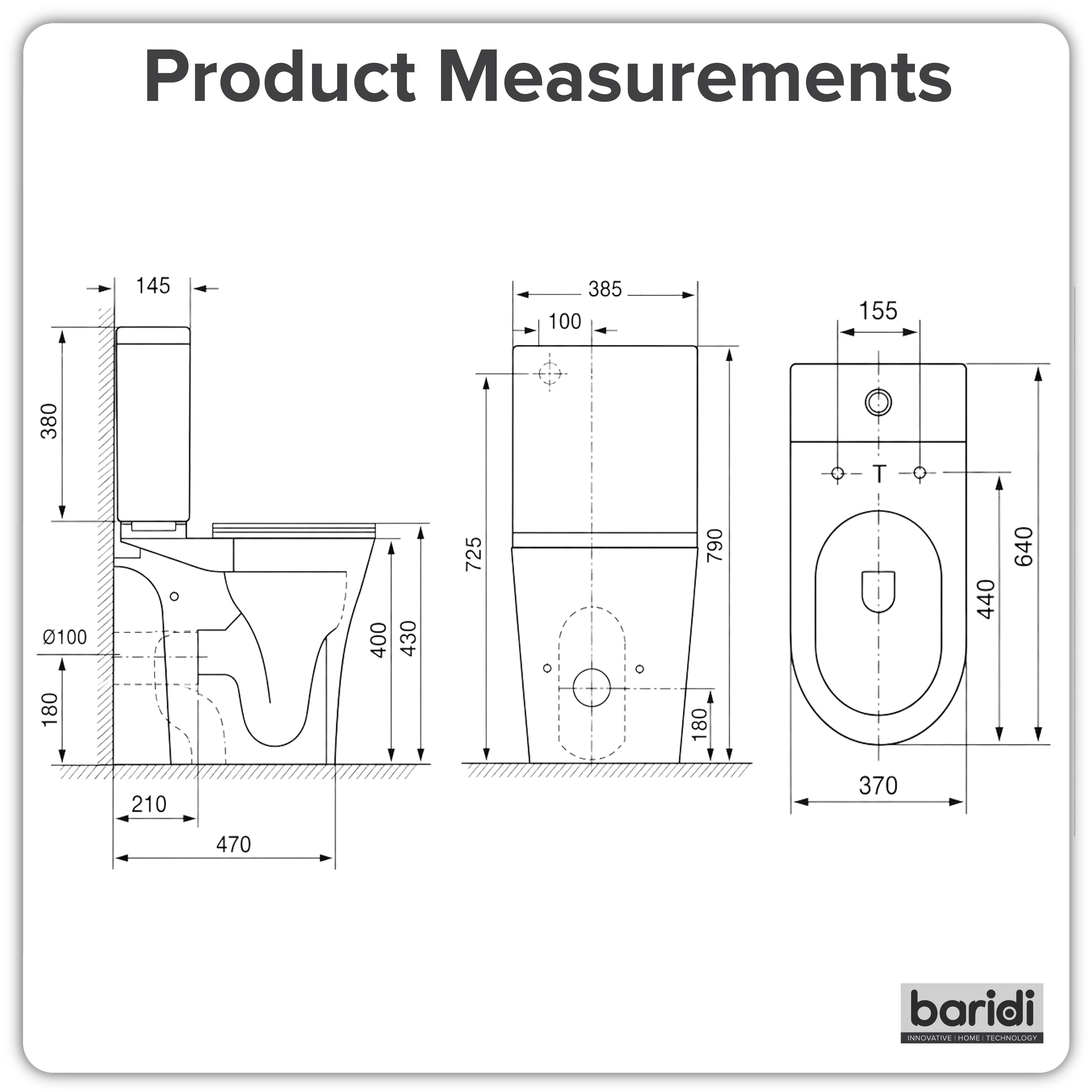 Baridi Close-Coupled Toilet with Soft Close Seat, Dual Flush Cistern & Rimless Flush, White - DH332