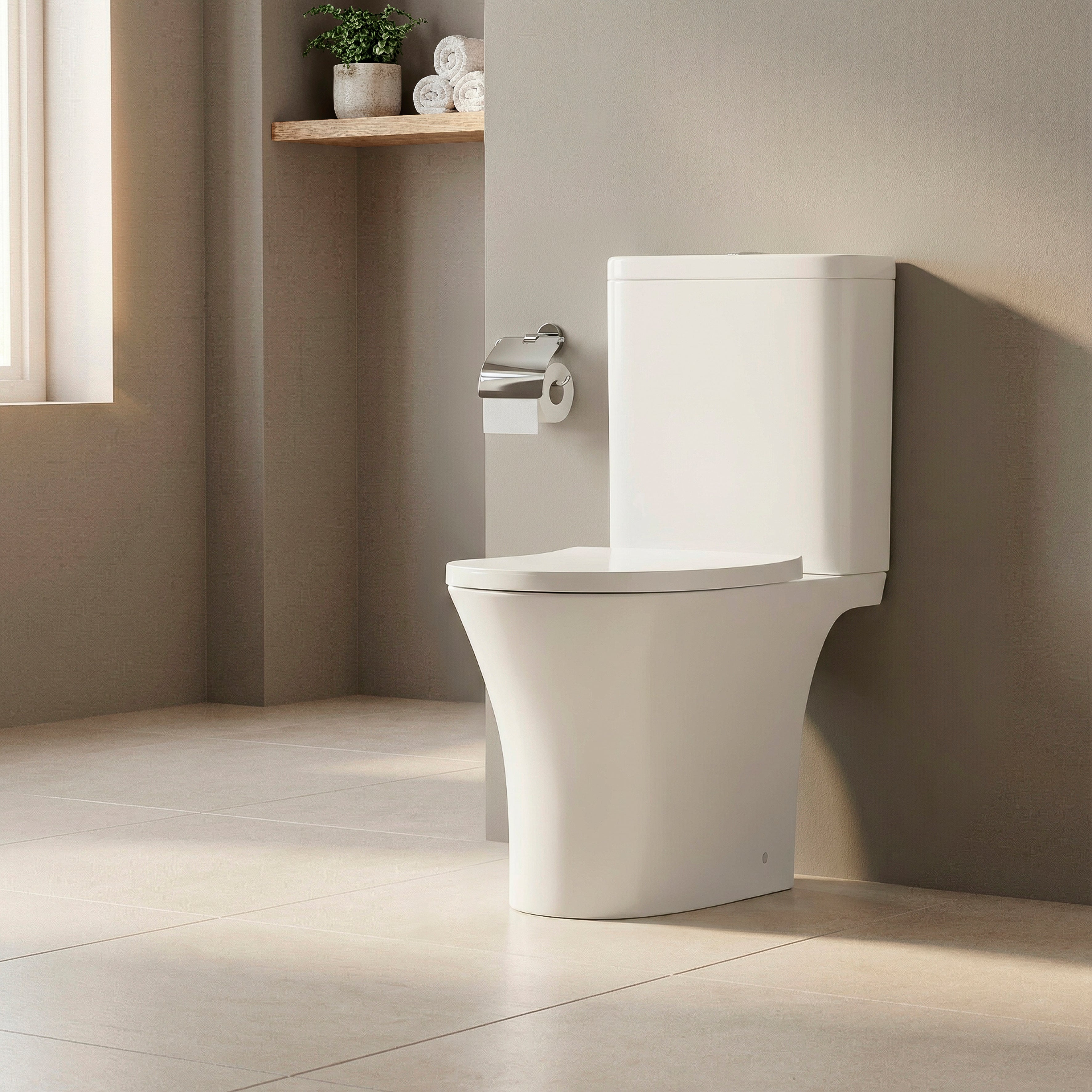 Baridi Close-Coupled Toilet with Soft Close Seat, Dual Flush Cistern & Rimless Flush, White - DH332