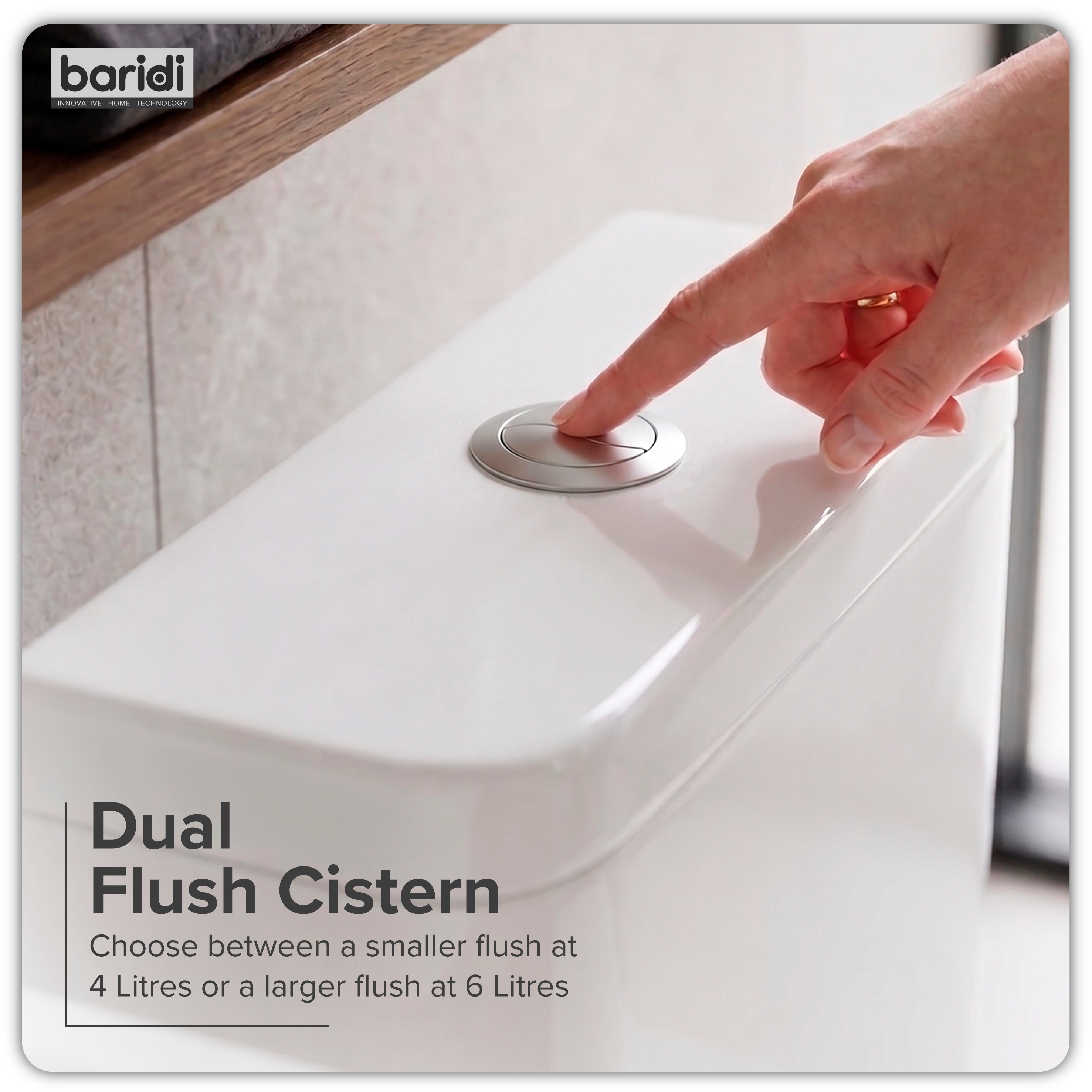 Baridi Close-Coupled Toilet with Soft Close Seat, Dual Flush Cistern & Rimless Flush, White - DH332