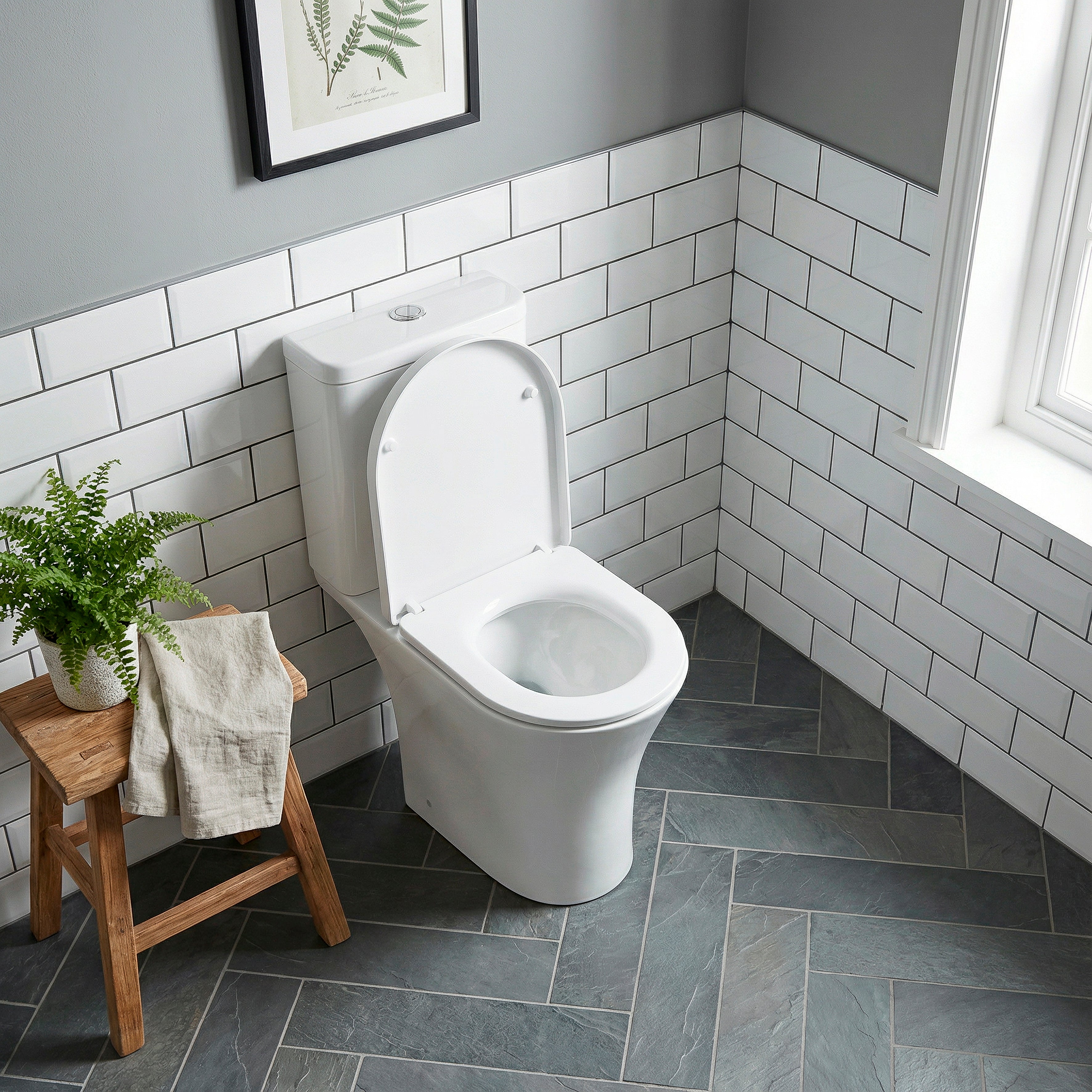 Baridi Close-Coupled Toilet with Soft Close Seat, Dual Flush Cistern & Rimless Flush, White - DH332