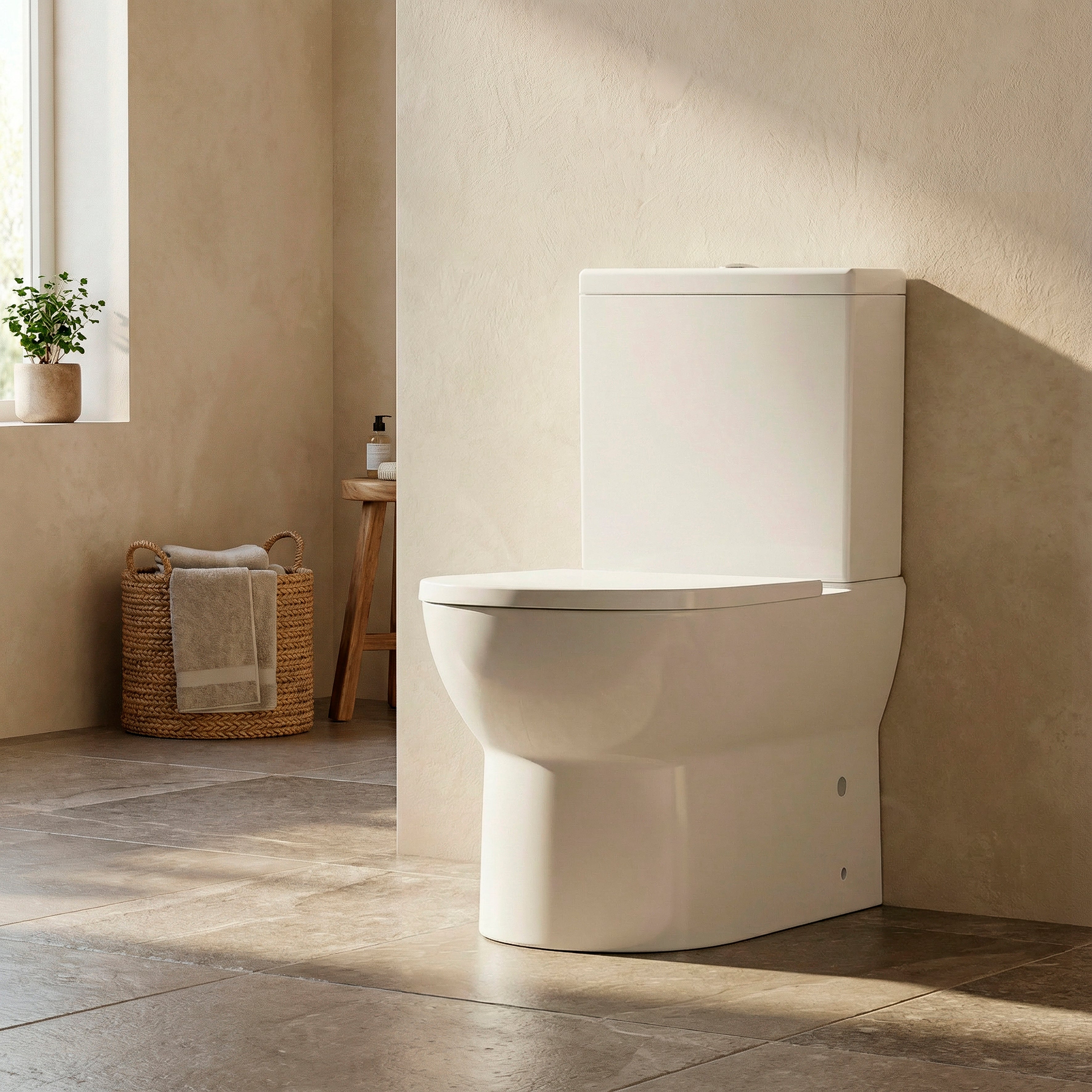 Baridi Close-Coupled Toilet with Soft Close Seat, Dual Flush Cistern & Rimless Flush, White - DH333
