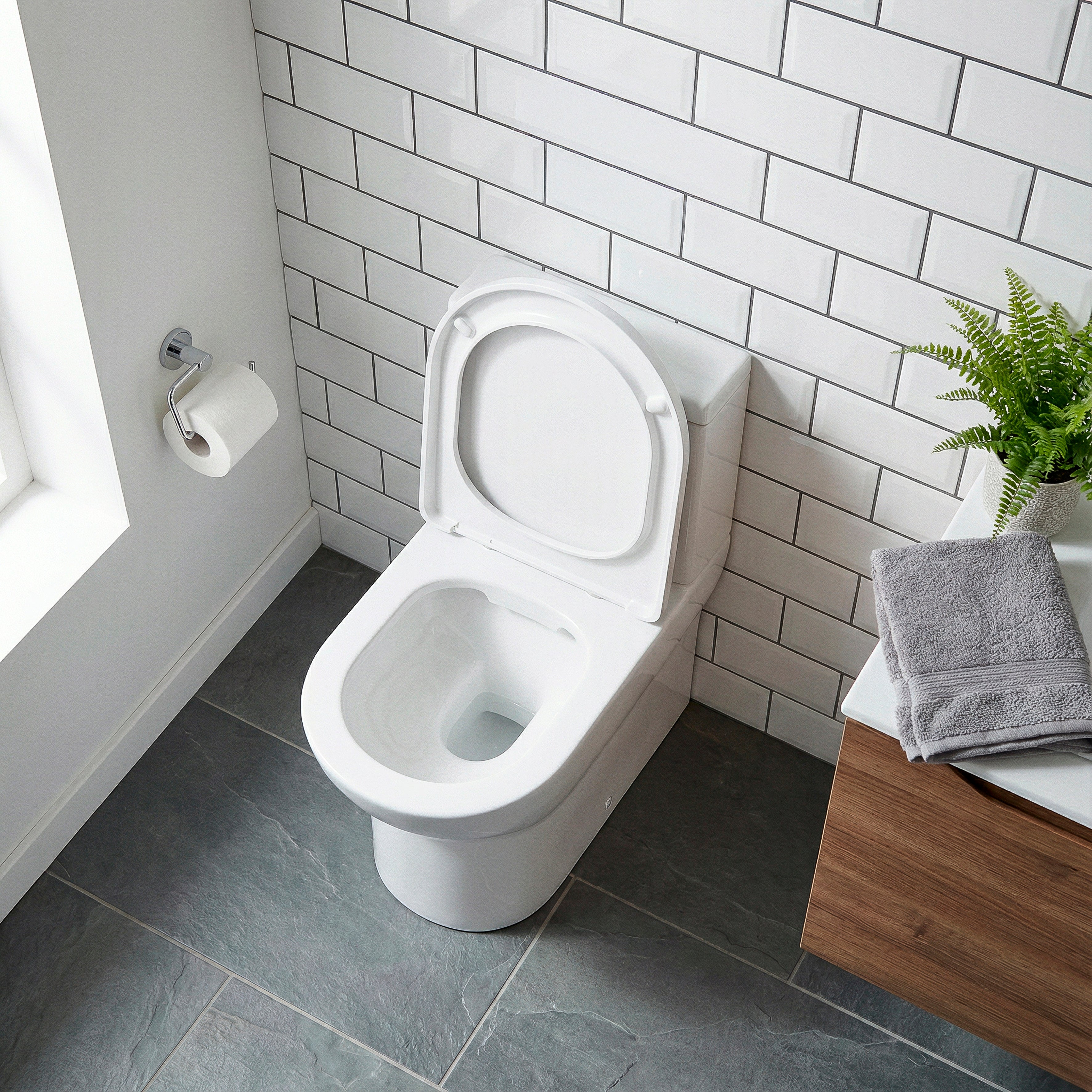 Baridi Close-Coupled Toilet with Soft Close Seat, Dual Flush Cistern & Rimless Flush, White - DH333