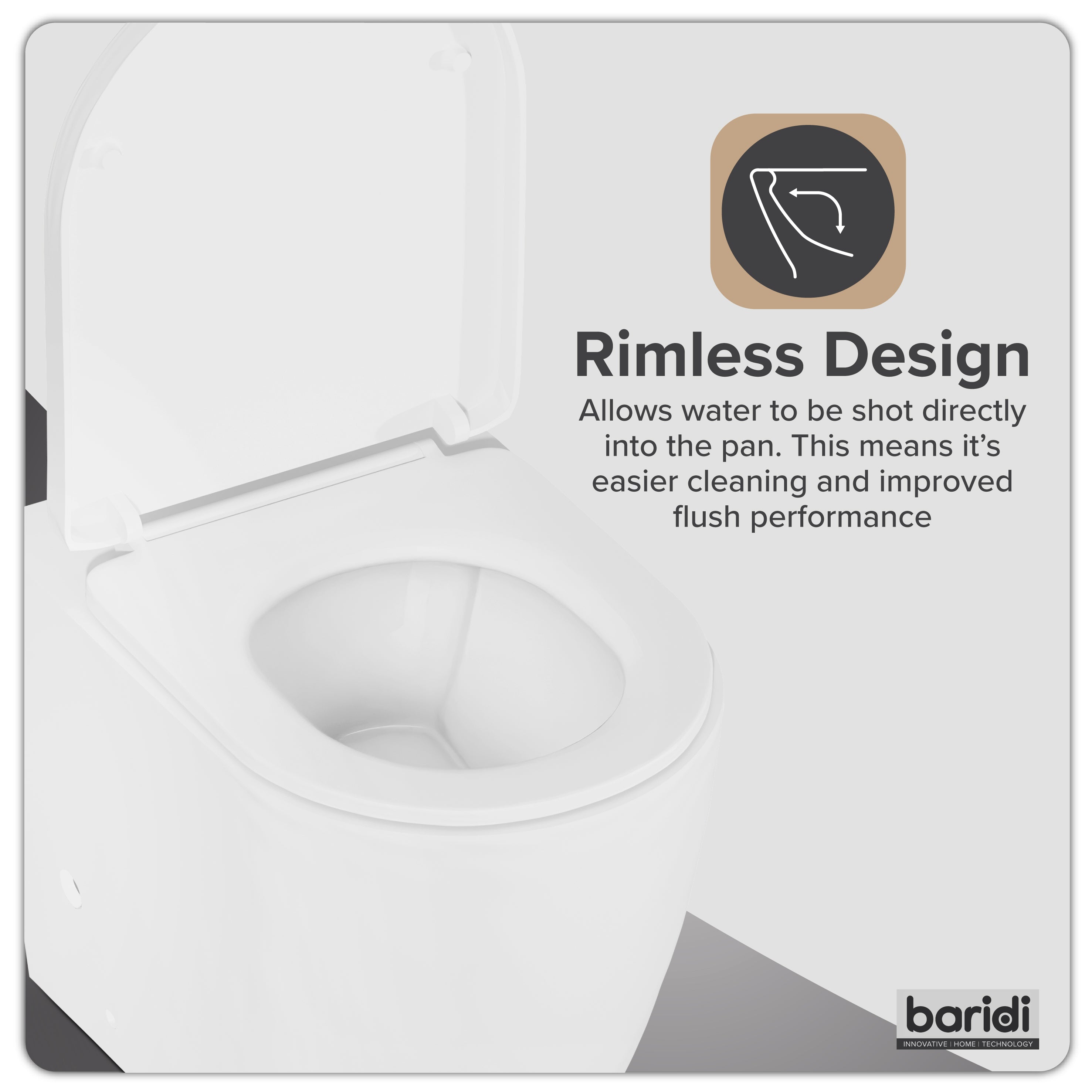 Baridi Back-to-Wall Toilet with Soft Close Seat & Rimless Flush, White - DH334