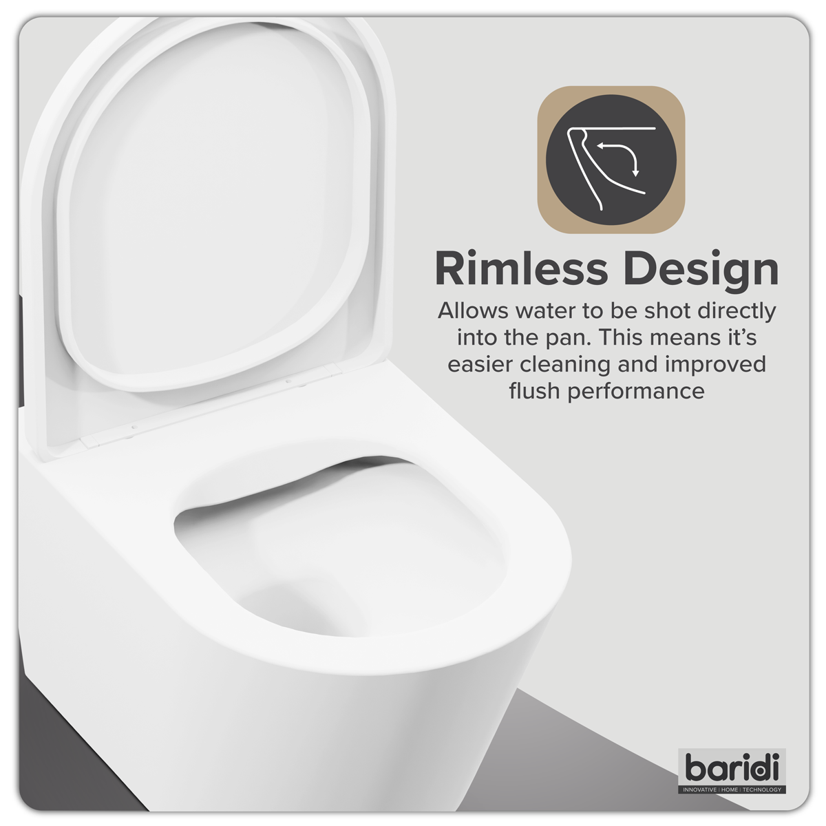 Baridi Wall Hung Toilet with Soft Close Seat & Rimless Flush, White - DH335