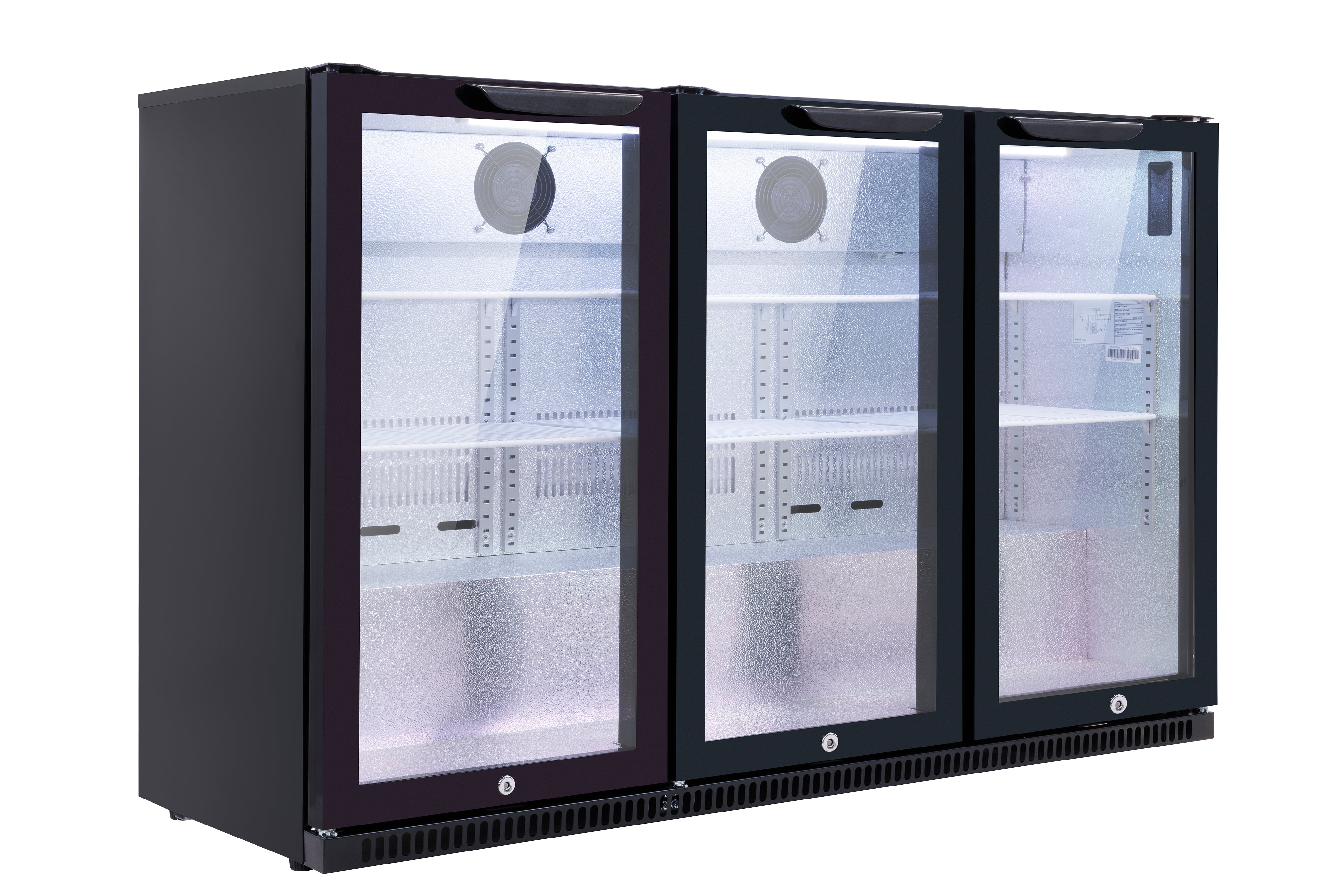 Baridi Back Bar Drinks Fridge/Cooler with Triple Hinged Door 307L, Black – DH336