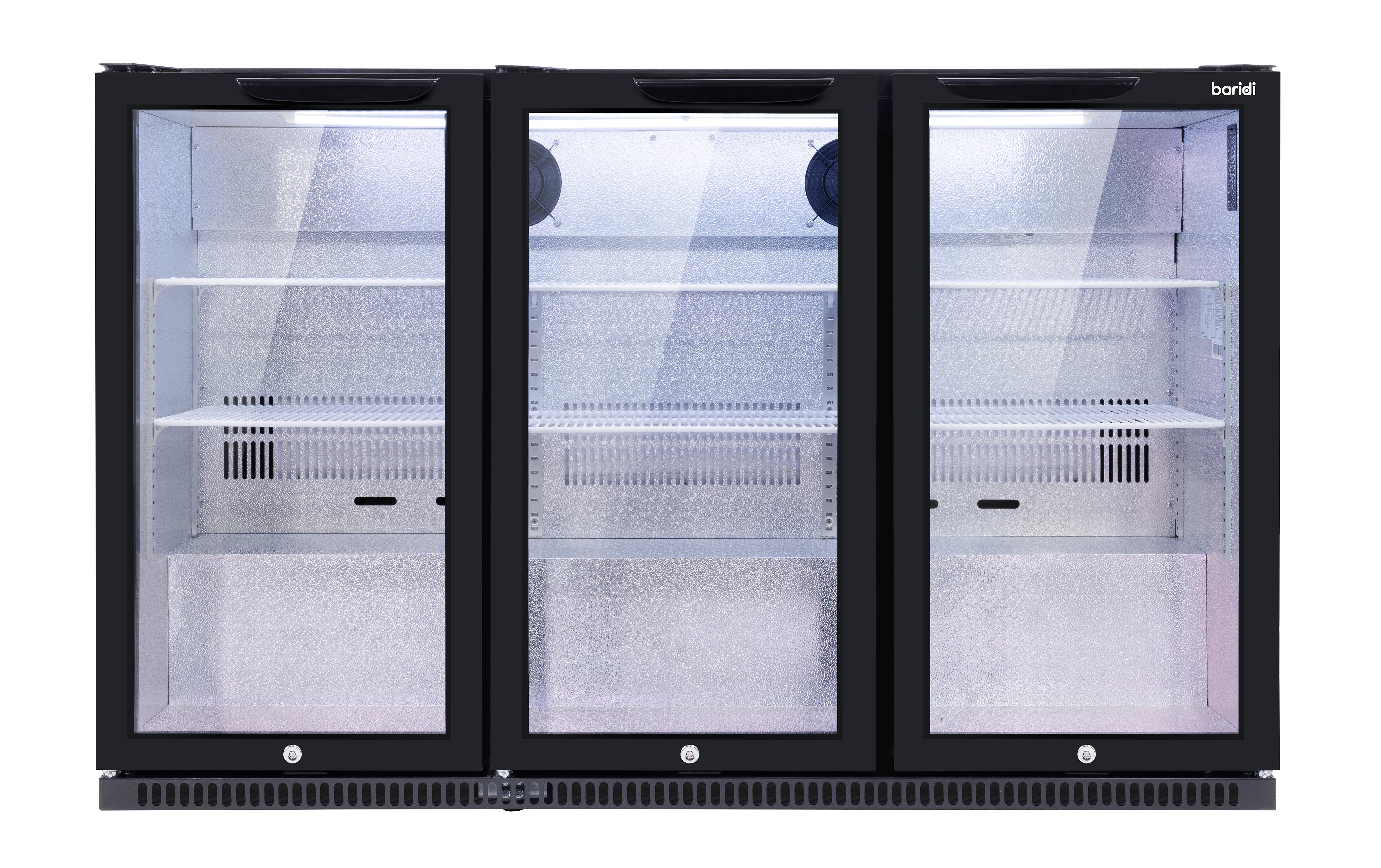 Baridi Back Bar Drinks Fridge/Cooler with Triple Hinged Door 307L, Black – DH336