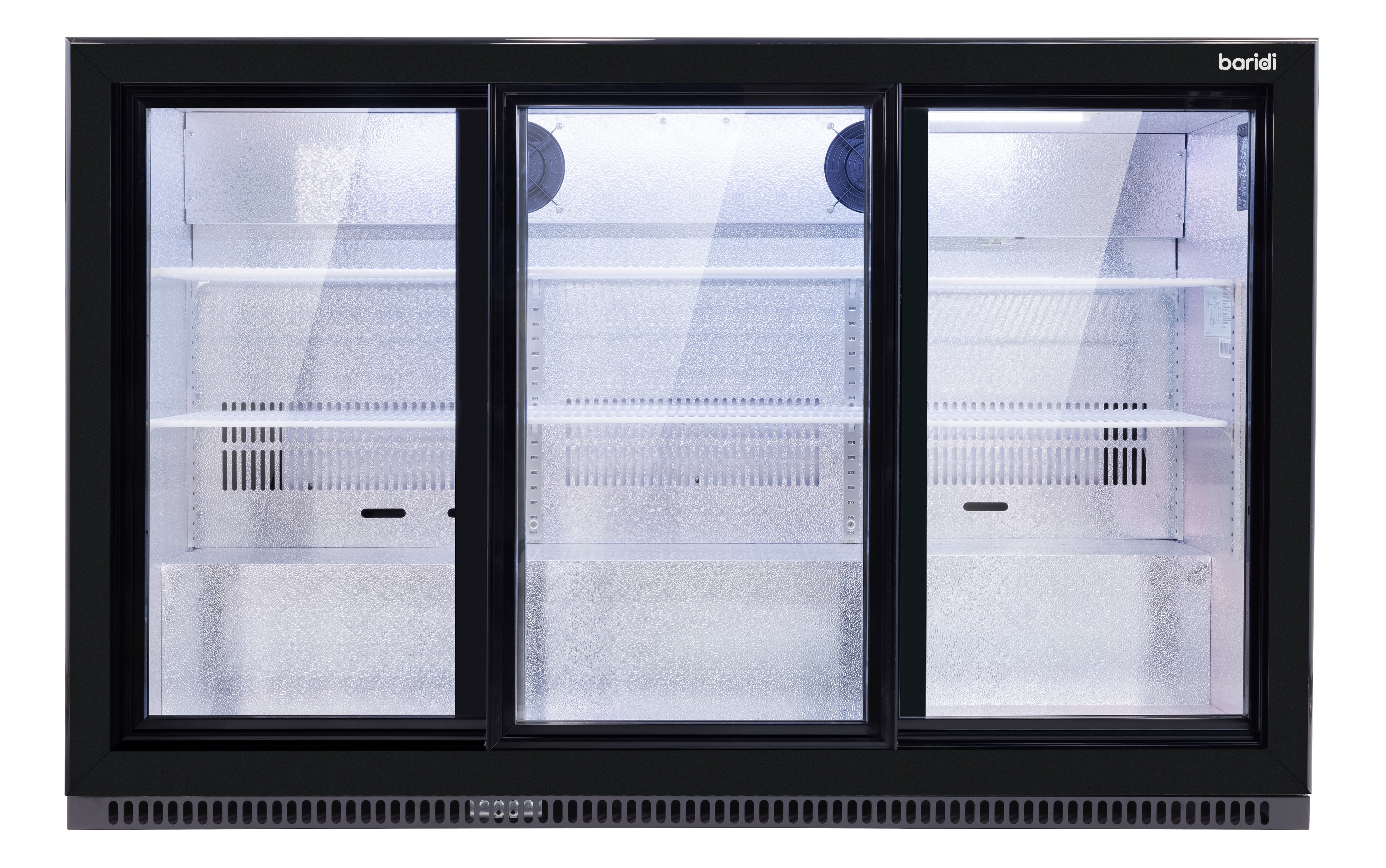 Baridi Back Bar Drinks Fridge/Cooler with Triple Sliding Door 307L, Black – DH337