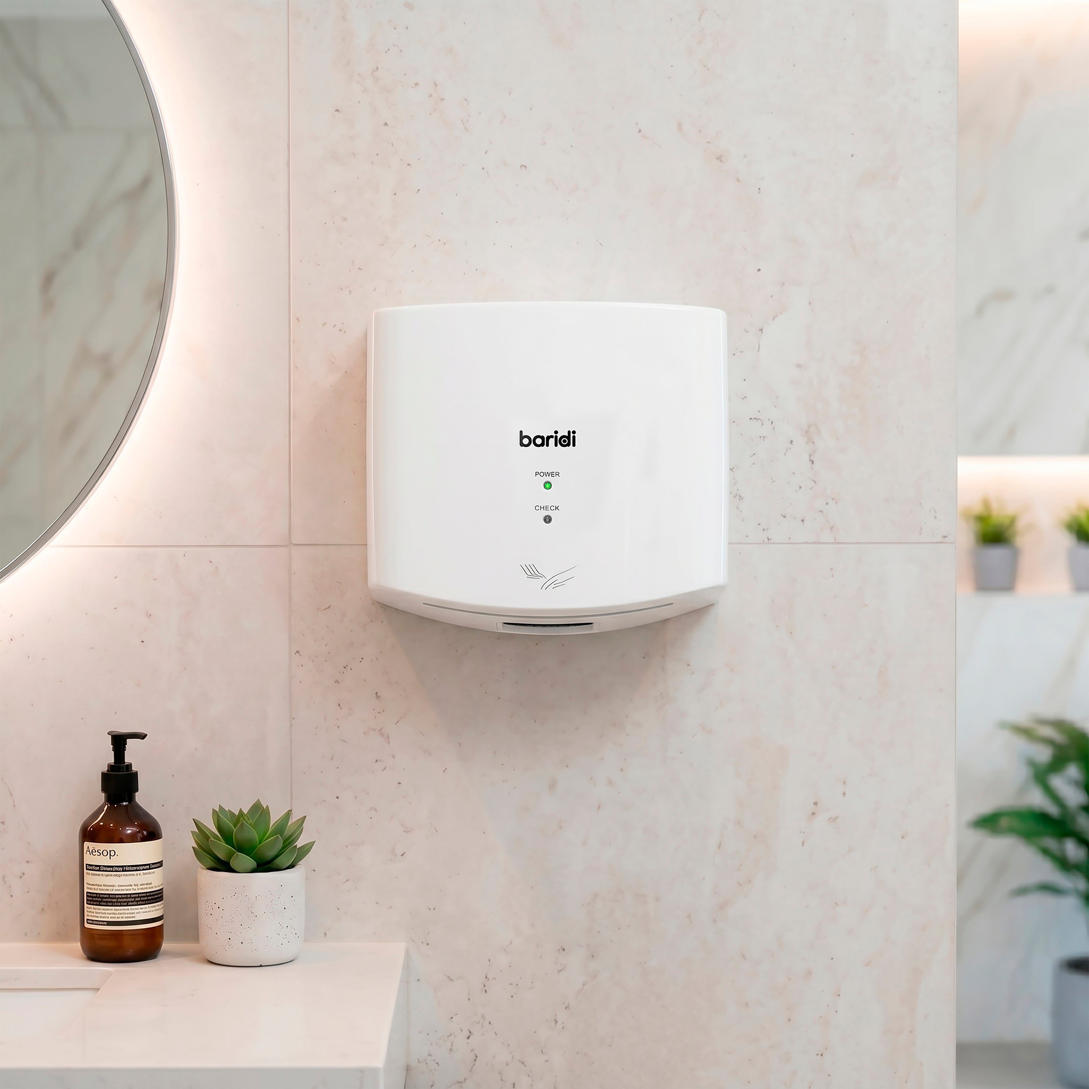 Baridi High Speed Hand Dryer with Auto-Sensor 1400-1650W, White - DH378