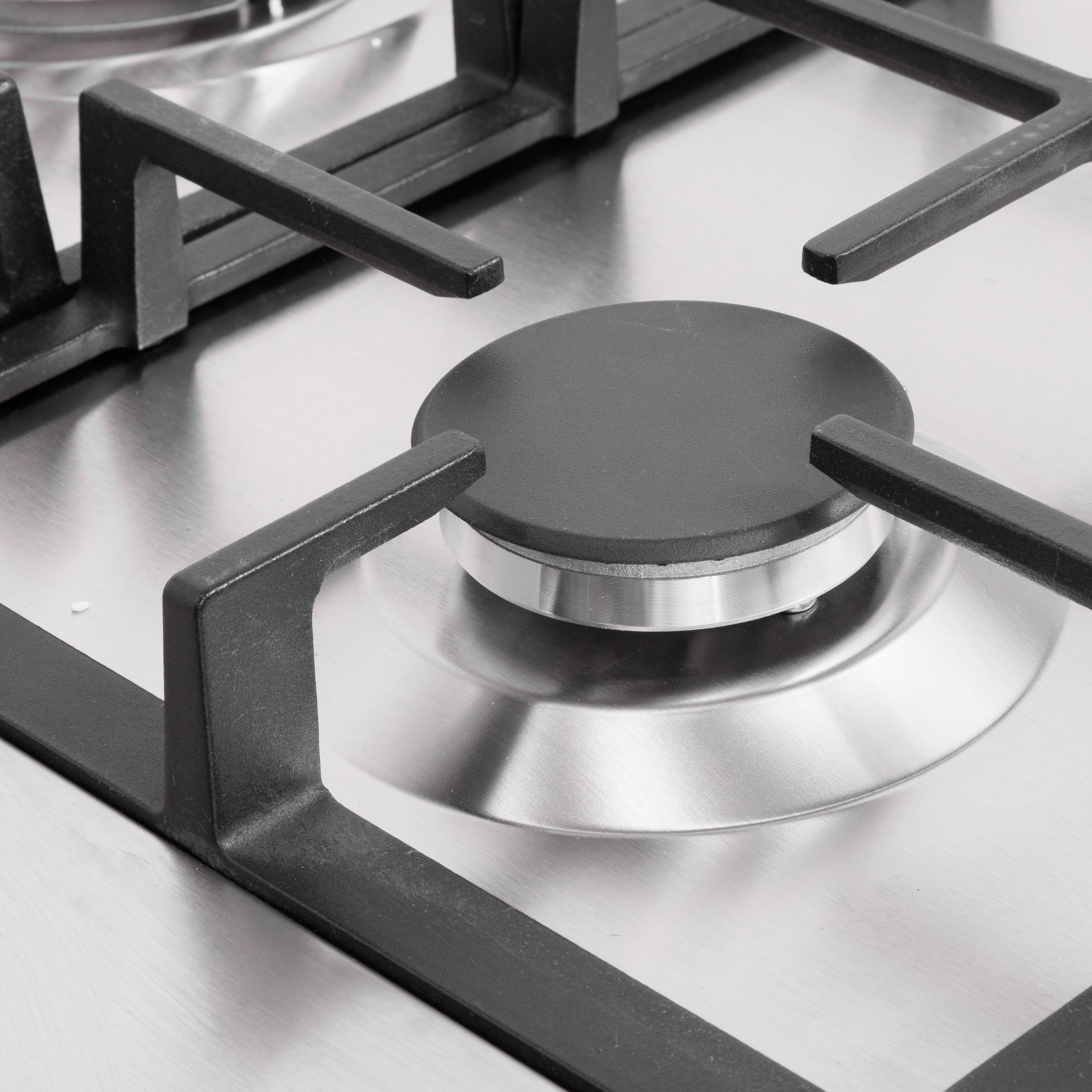Baridi 90cm Gas Hob with Cast Iron Pan Supports & Wok Burner, Stainless Steel - DH382