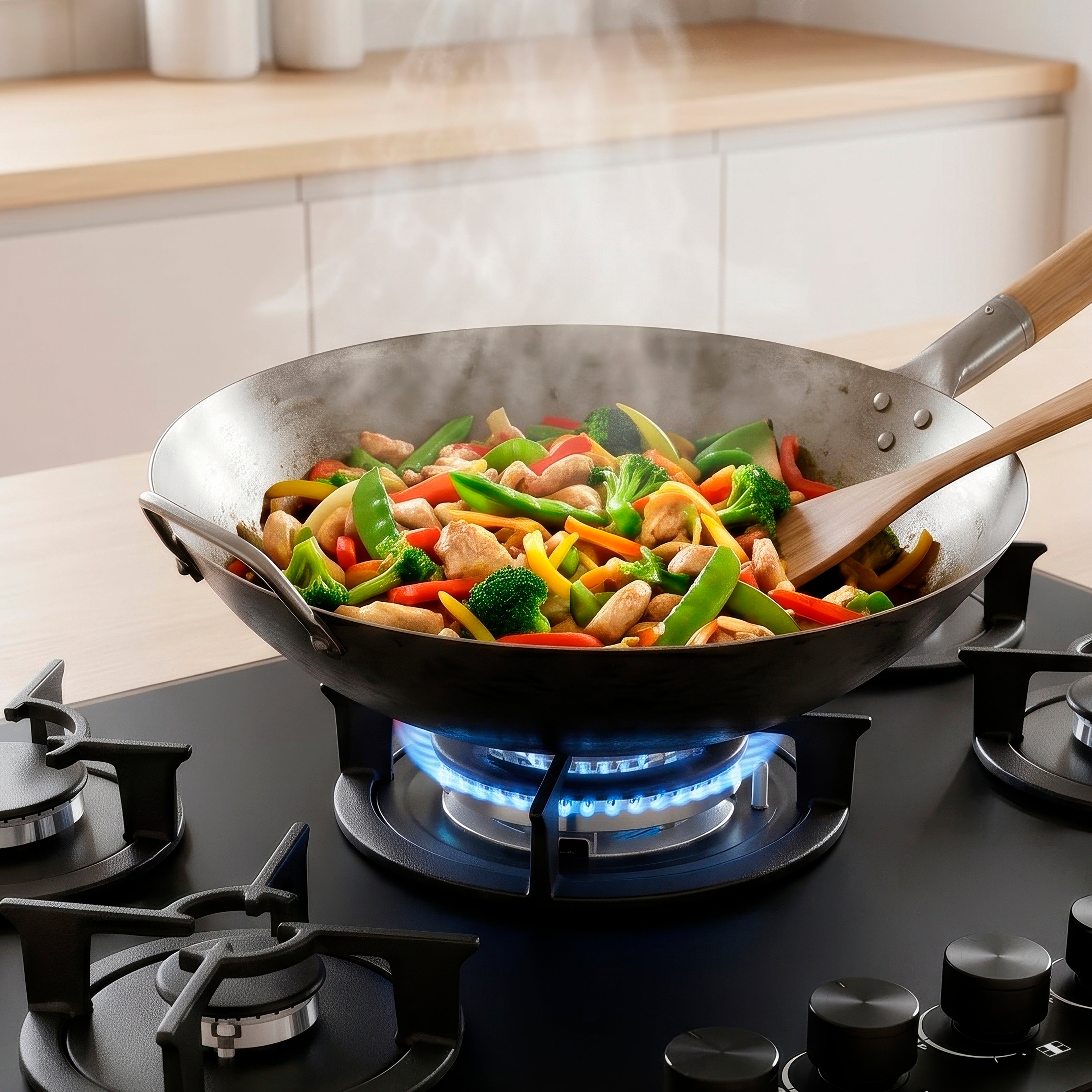 Baridi 70cm Matt Black Glass Gas Hob, 5 Burners, Cast Iron Supports, Auto Ignition, 10.4kW – DH384