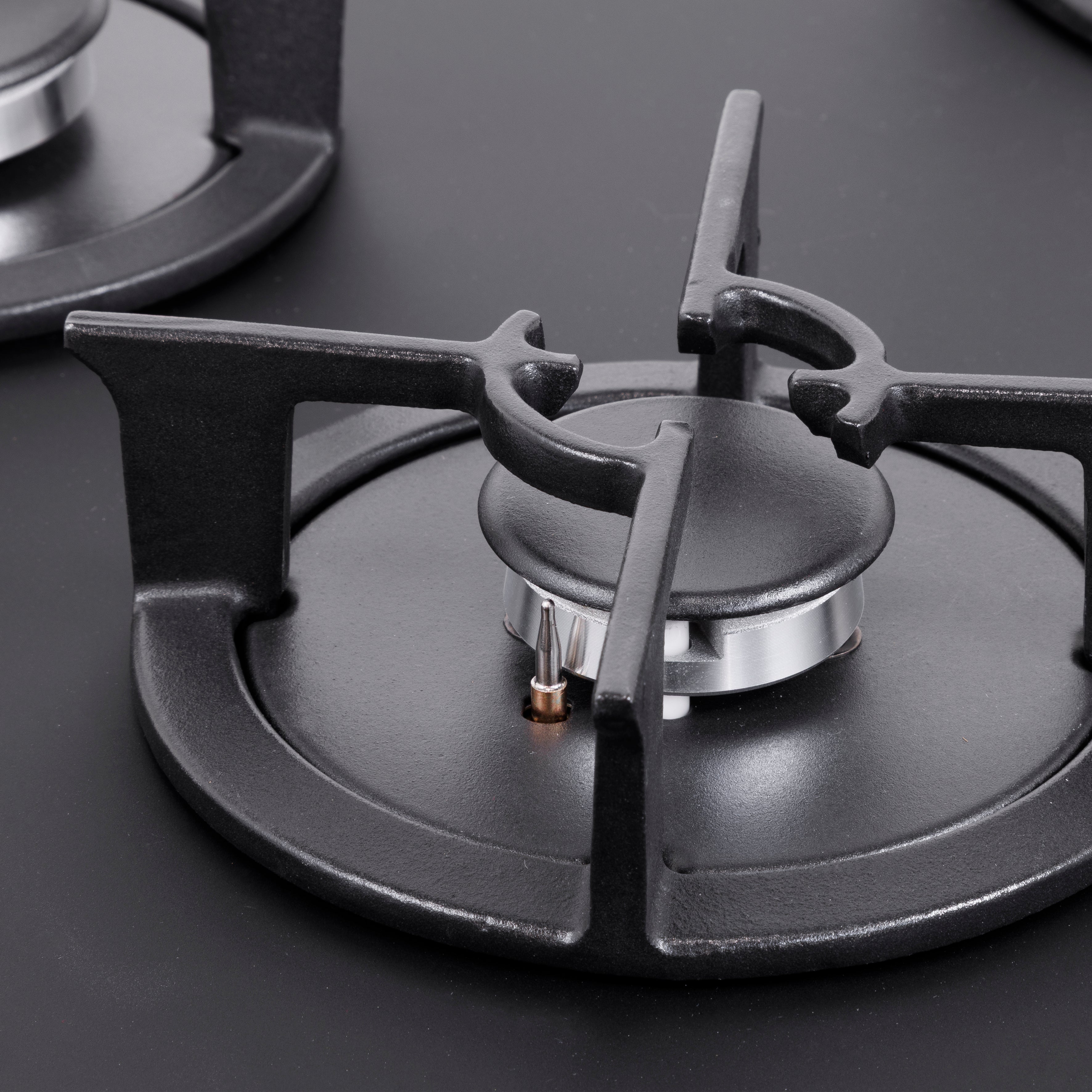 Baridi 90cm Matt Black Glass Gas Hob, 5 Burners, Cast Iron Supports, Auto Ignition, 10.4kW – DH385
