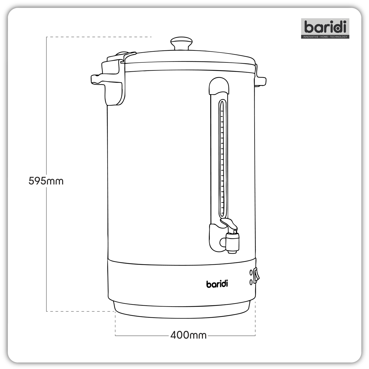 Baridi 30L Hot Water Boiler, Tea Urn with Drip Tray, Keep Warm Function - Stainless Steel - DH388