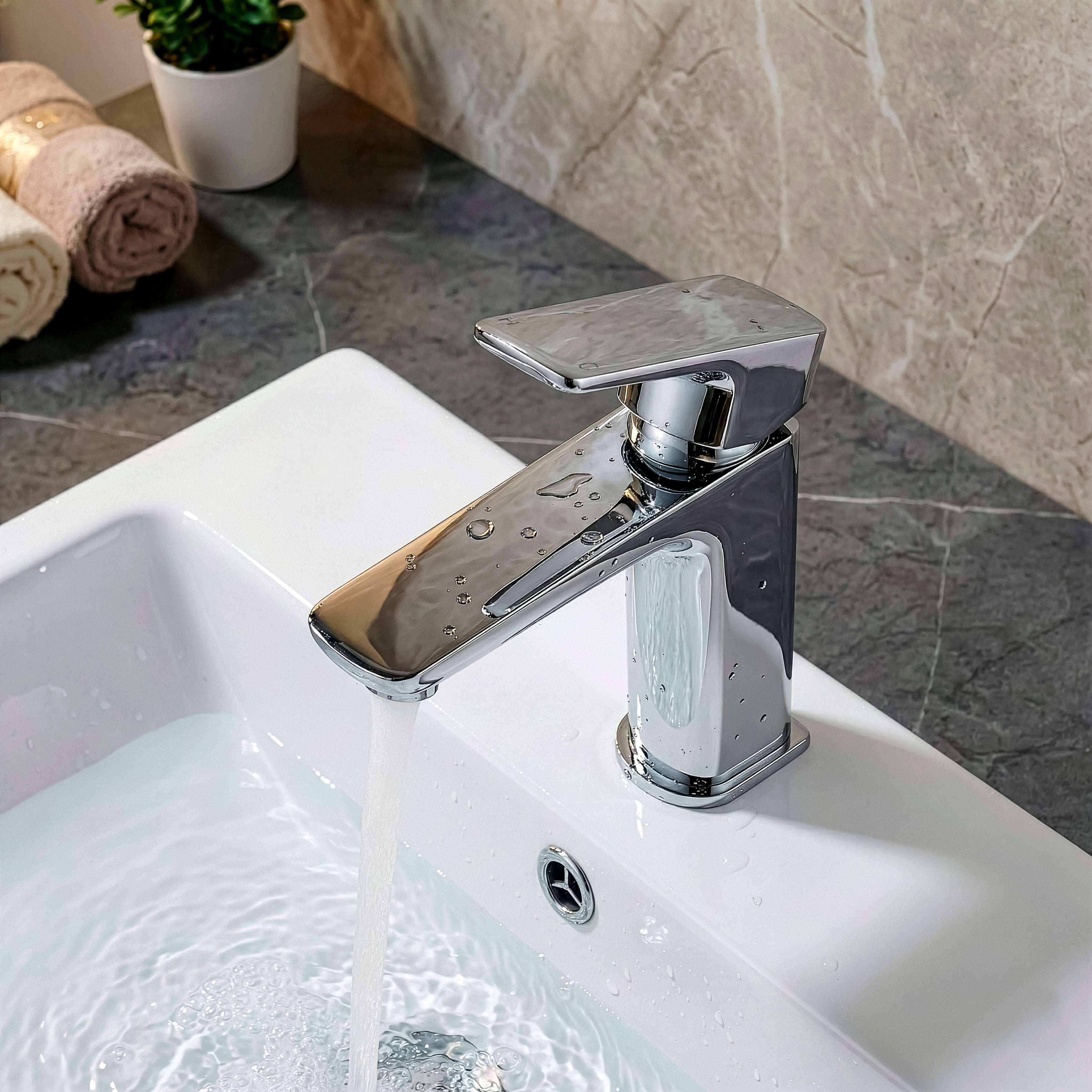 Baridi Basin Mixer Tap with Clicker Waste, Chrome - DH392