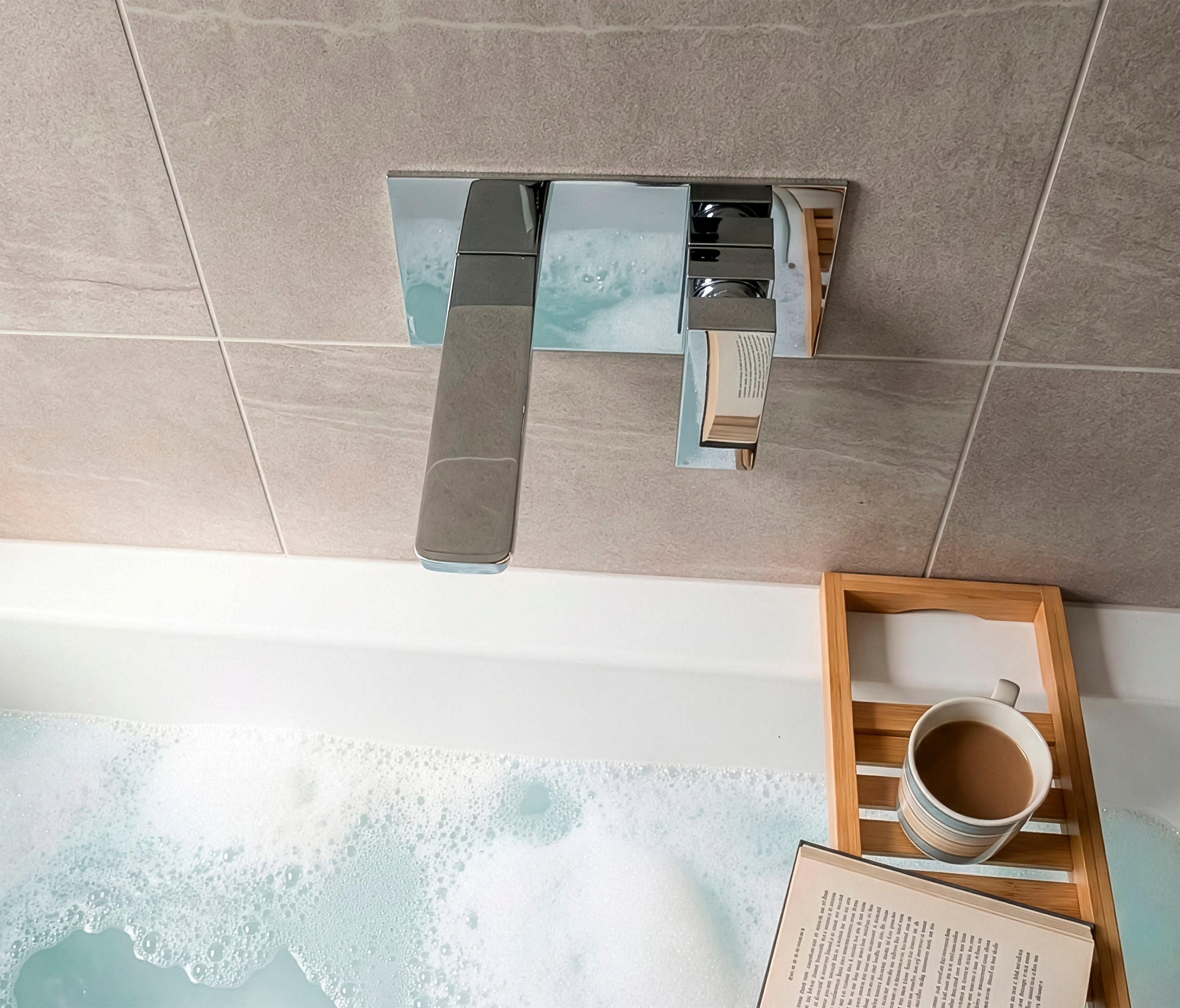 Baridi Wall Mounting Basin Mixer Tap, Square, Chrome - DH396