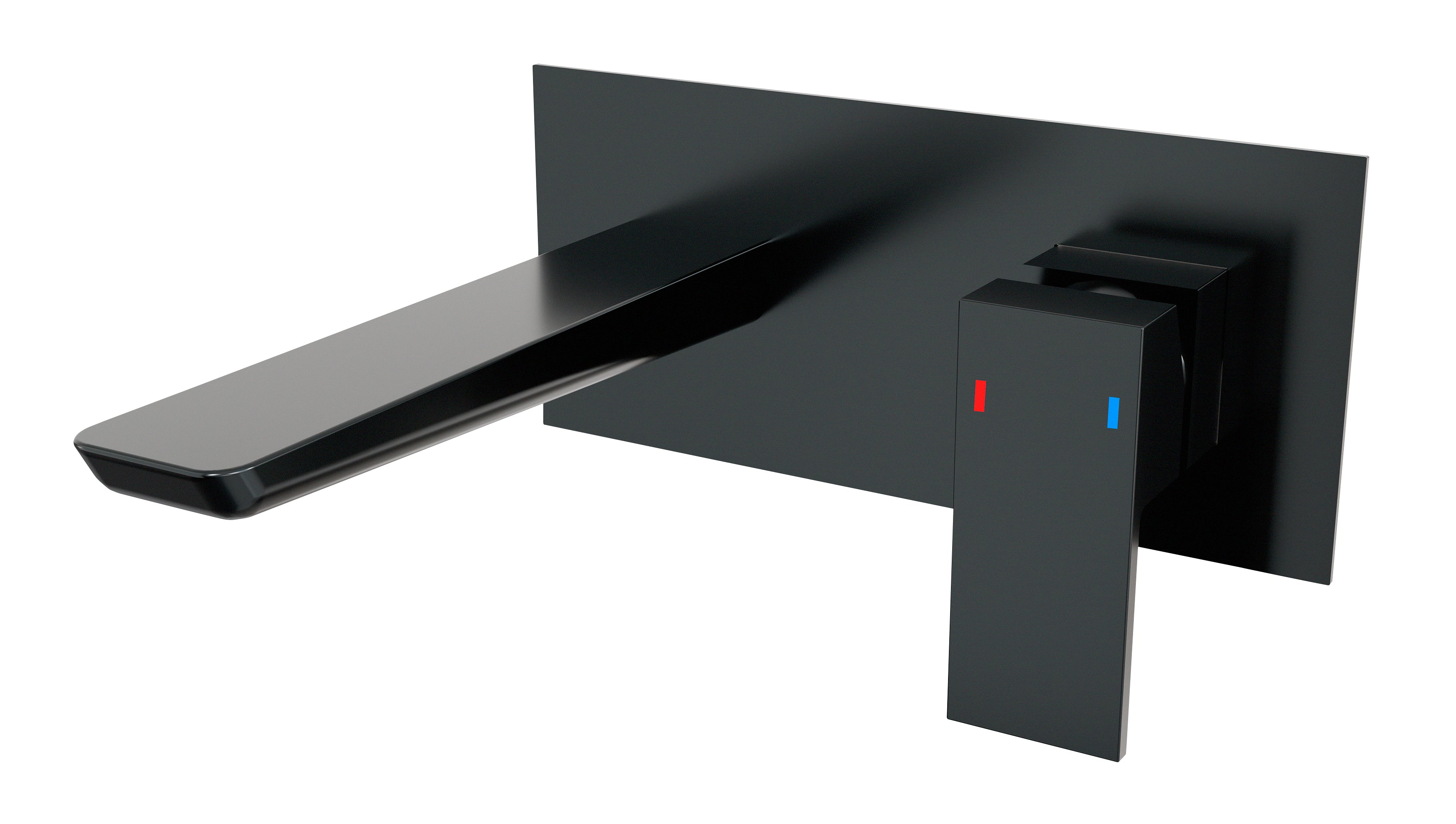 Baridi Wall Mounting Basin Mixer Tap, Square, Matt Black - DH397