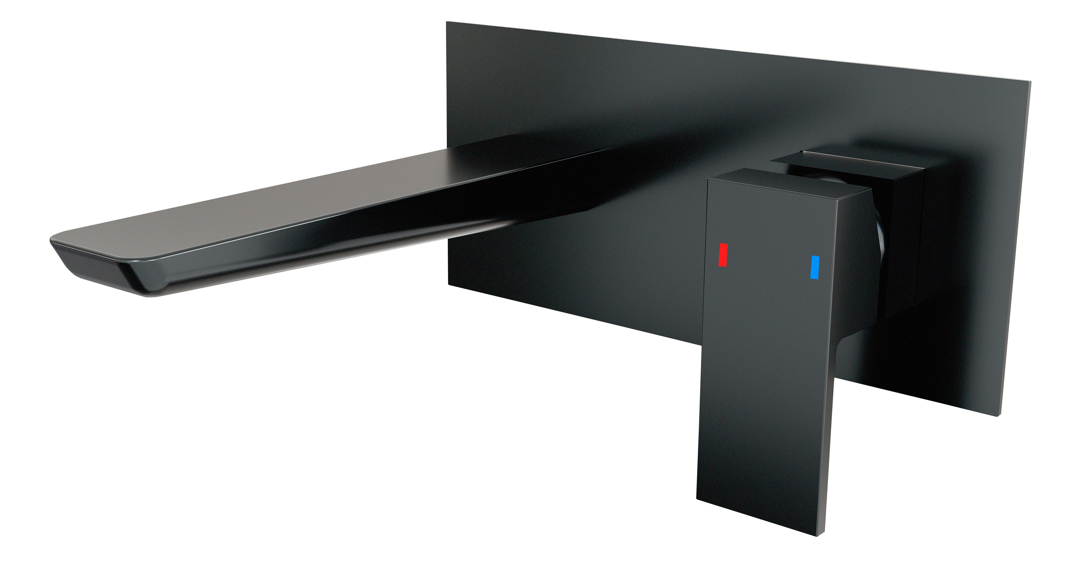 Baridi Wall Mounting Basin Mixer Tap, Square, Matt Black - DH397
