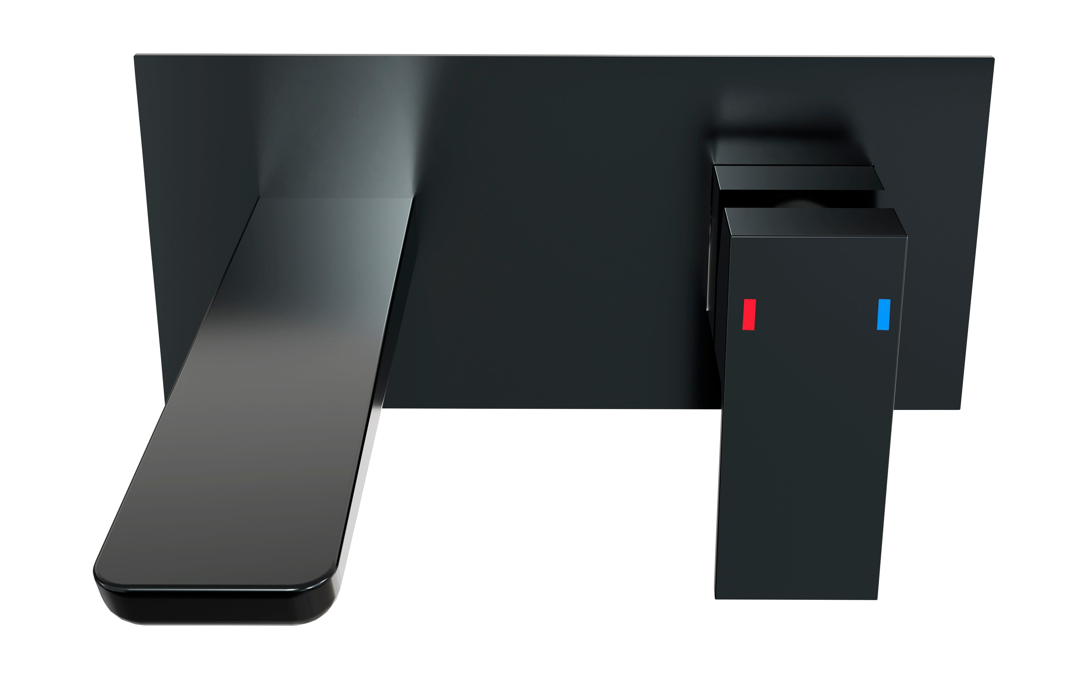 Baridi Wall Mounting Basin Mixer Tap, Square, Matt Black - DH397