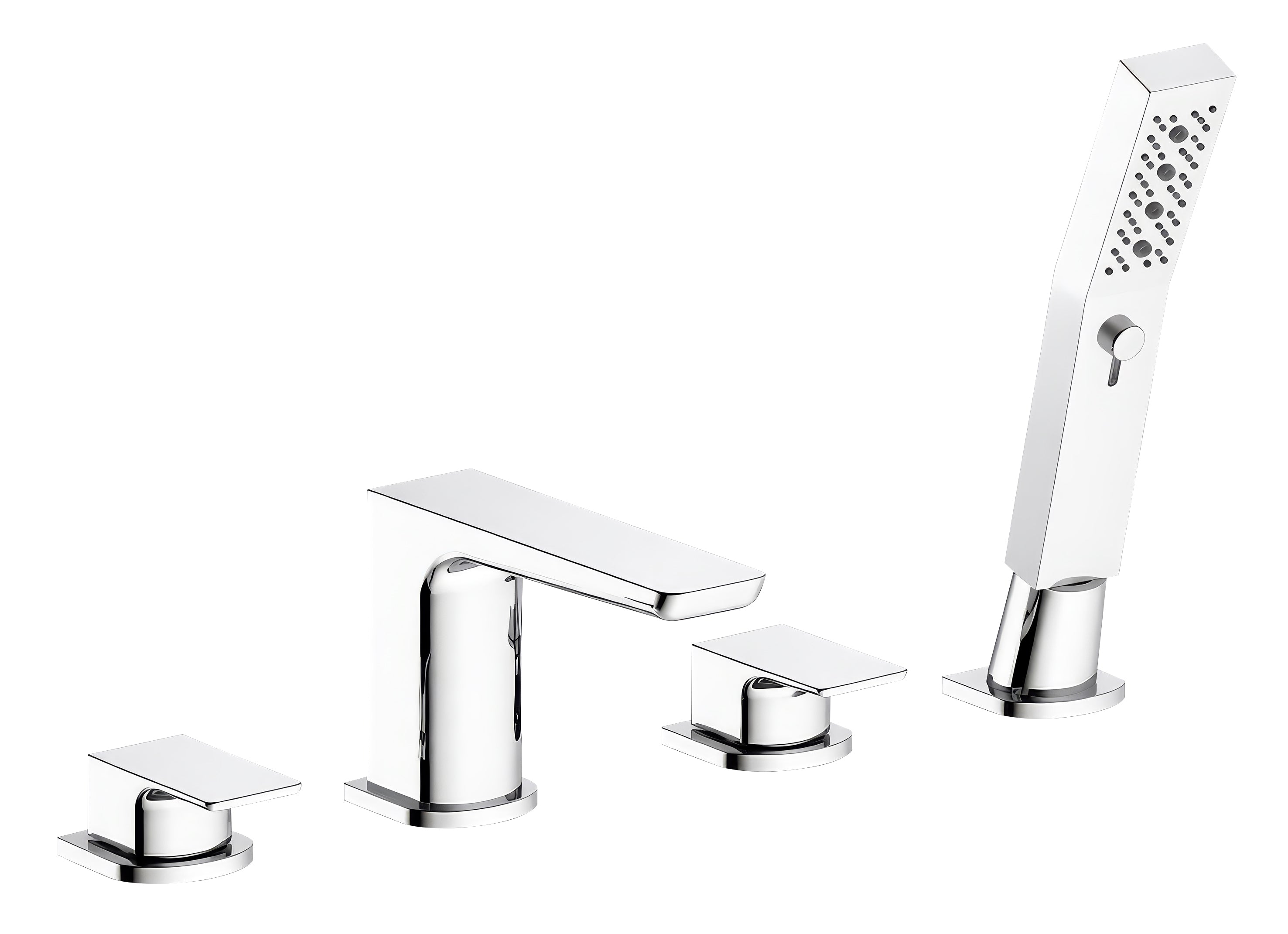 Baridi Bath Mounting 4-Hole Mixer Tap with Shower Head, Chrome - DH398