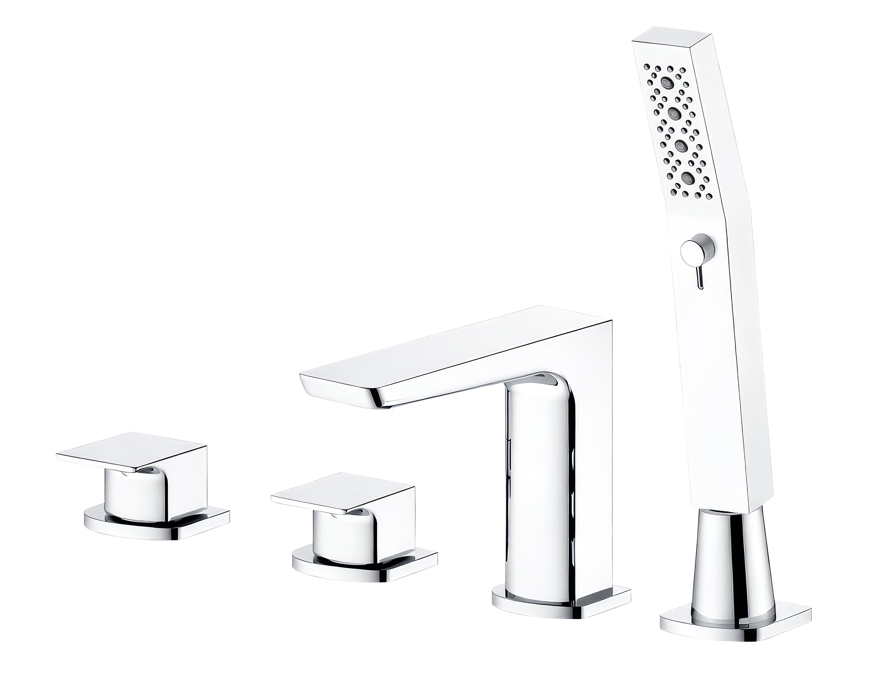 Baridi Bath Mounting 4-Hole Mixer Tap with Shower Head, Chrome - DH398