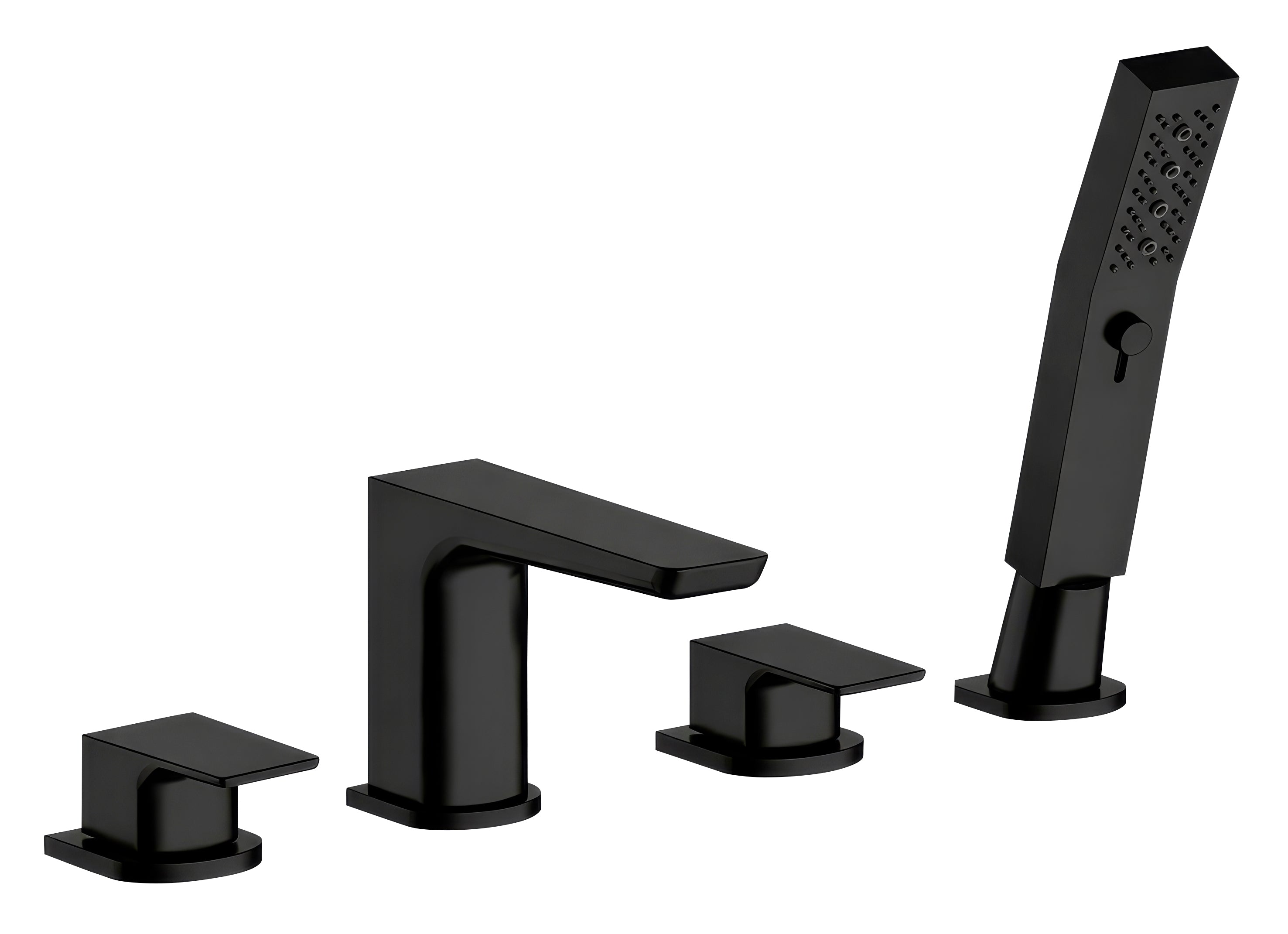 Baridi Bath Mounting 4-Hole Mixer Tap with Shower Head, Matt Black - DH399