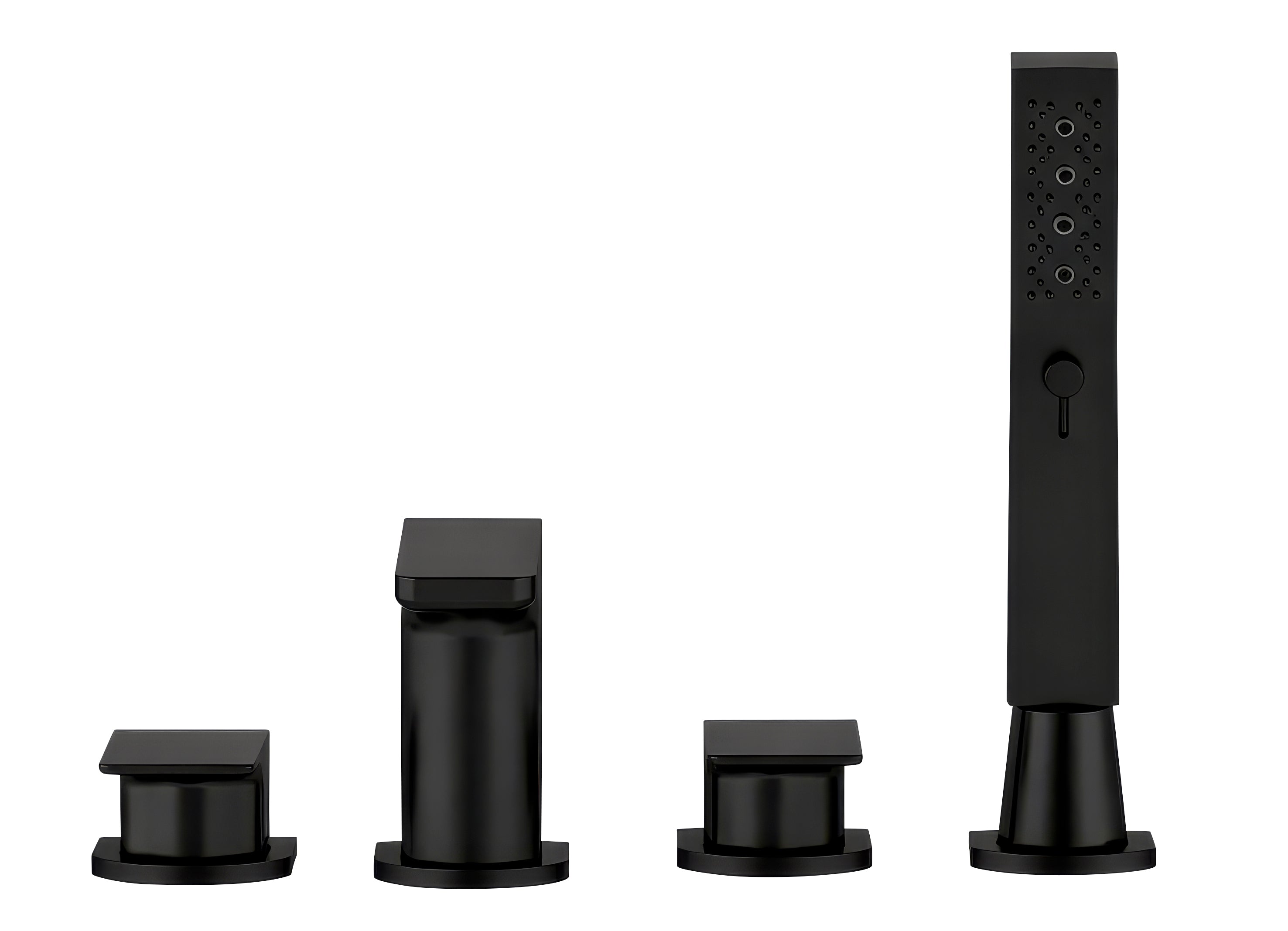 Baridi Bath Mounting 4-Hole Mixer Tap with Shower Head, Matt Black - DH399