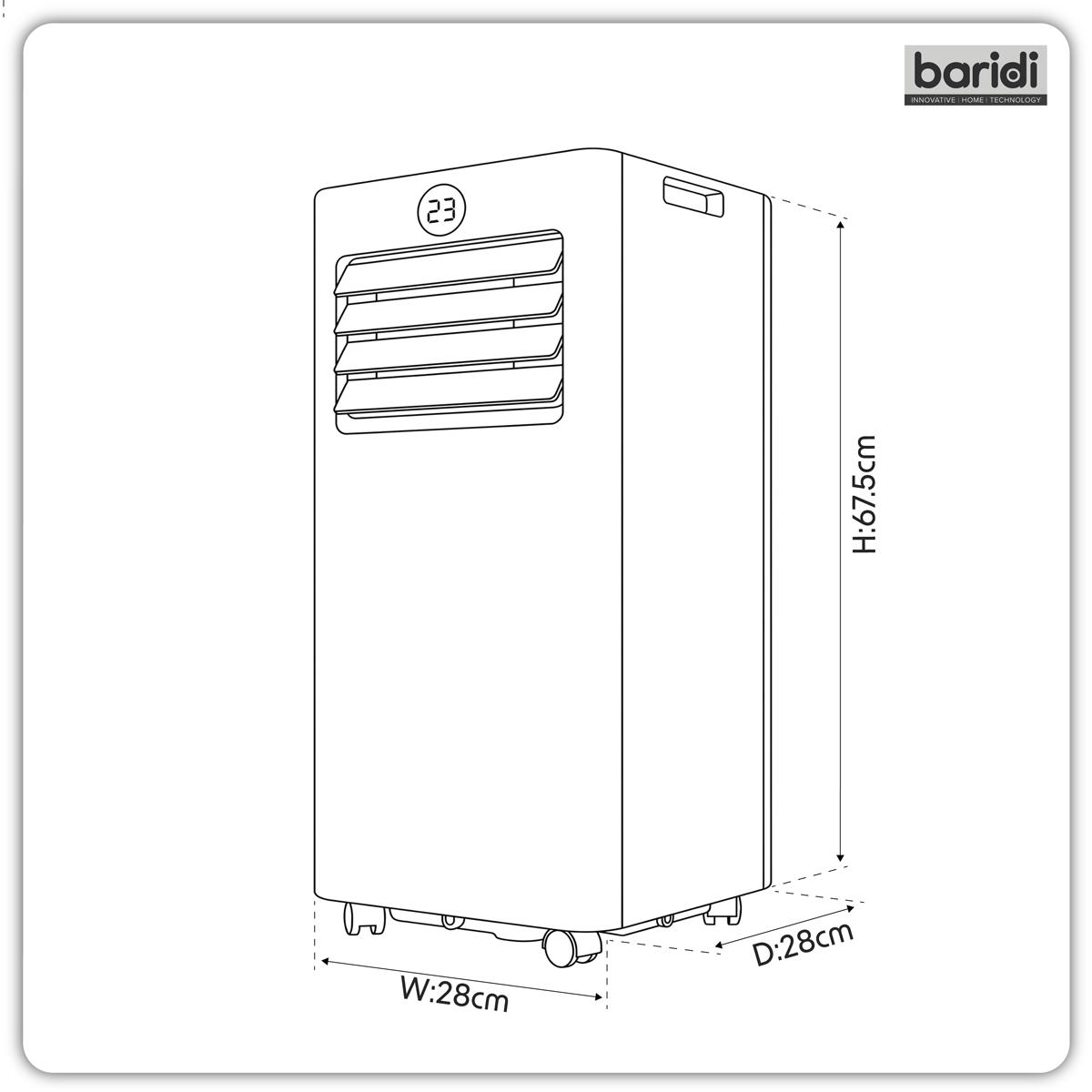 Baridi 5-in-1 Portable Air Conditioner with Window Sealing Kit 7,000Btu/hr, TUYA App & Wi-Fi Control, White - DH413