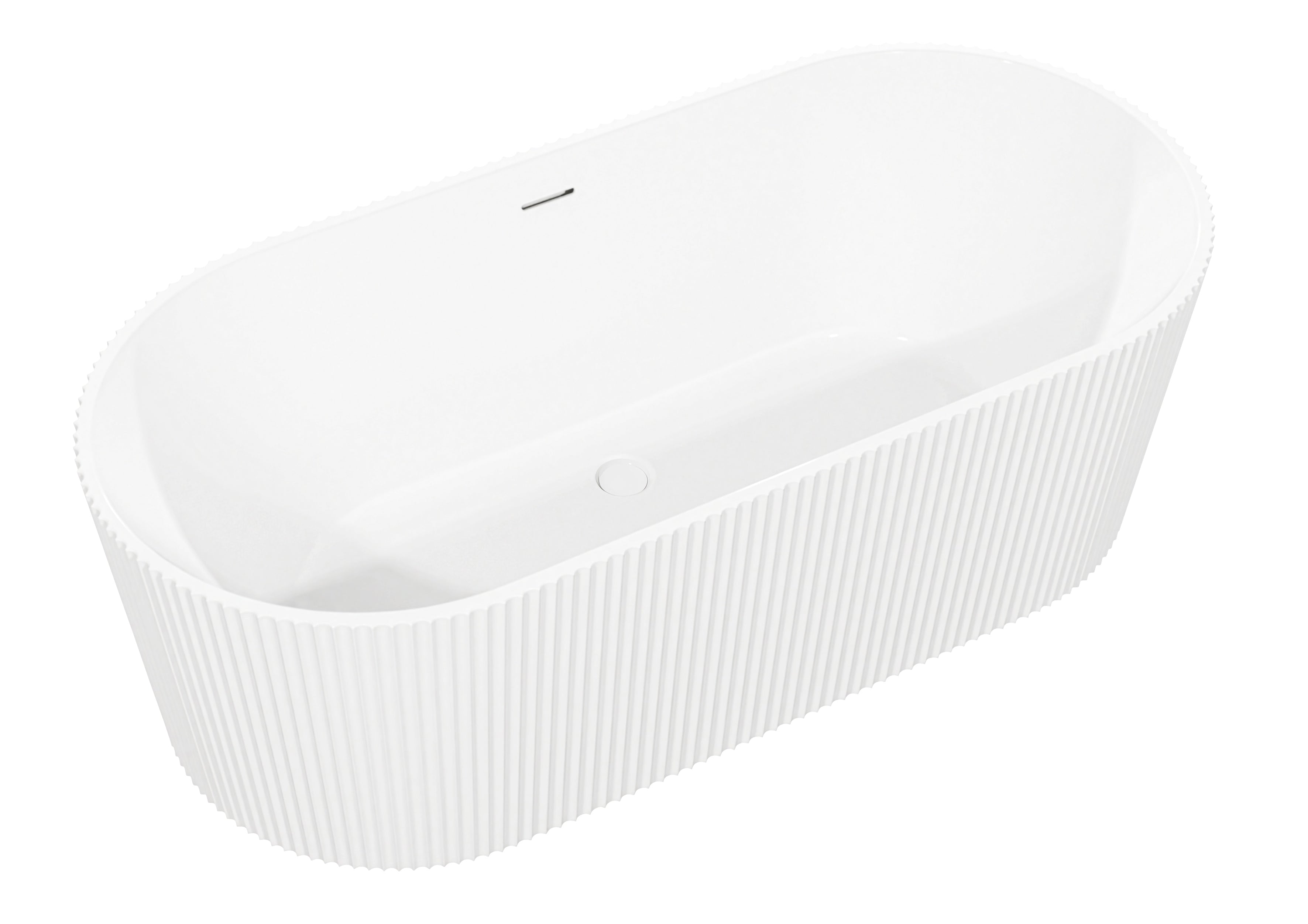 Baridi Double-Ended Fluted Design Bath with Slim Rim 150cm, Gloss White - DH419