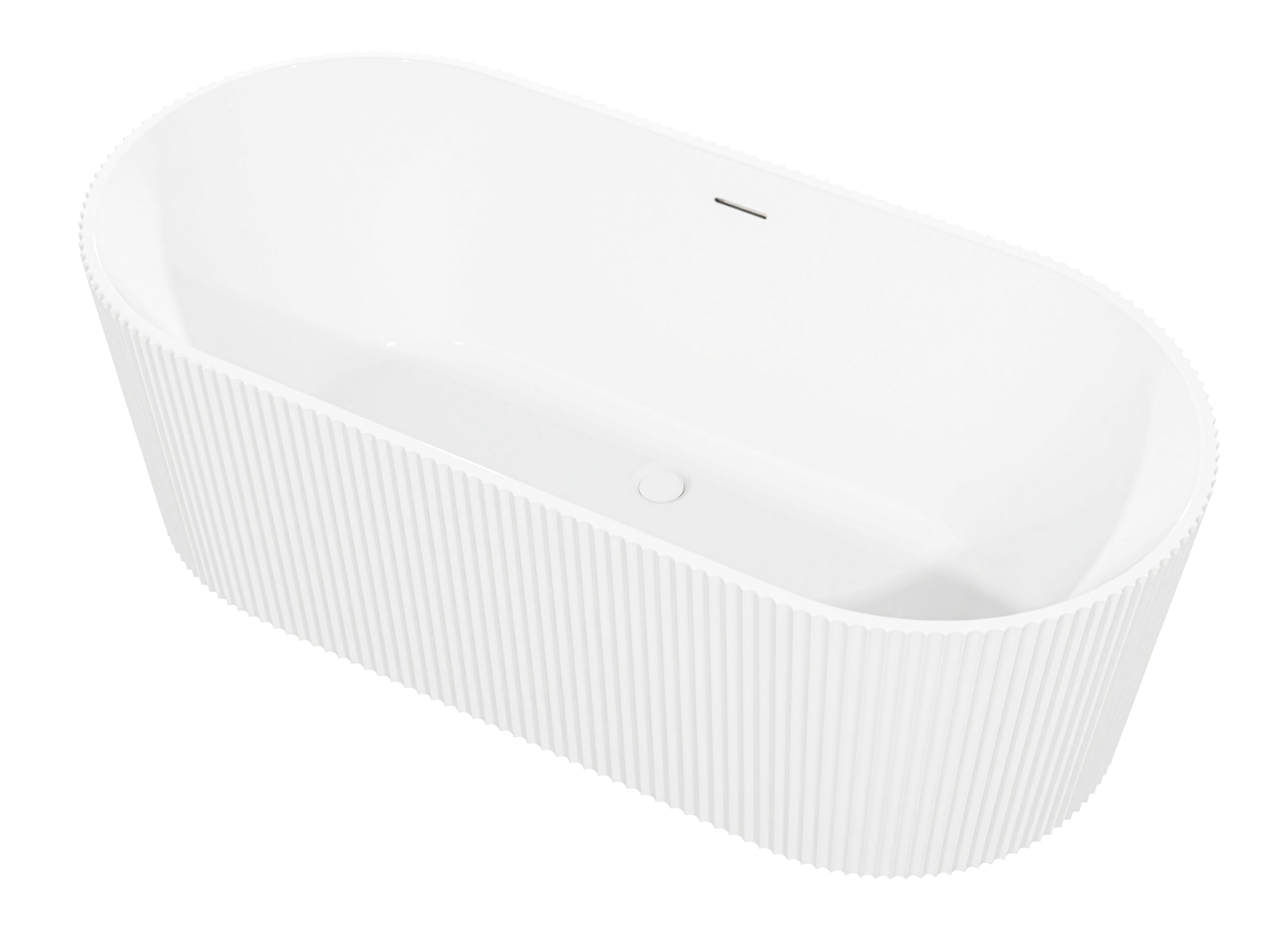 Baridi Double-Ended Fluted Design Bath with Slim Rim 150cm, Gloss White - DH419