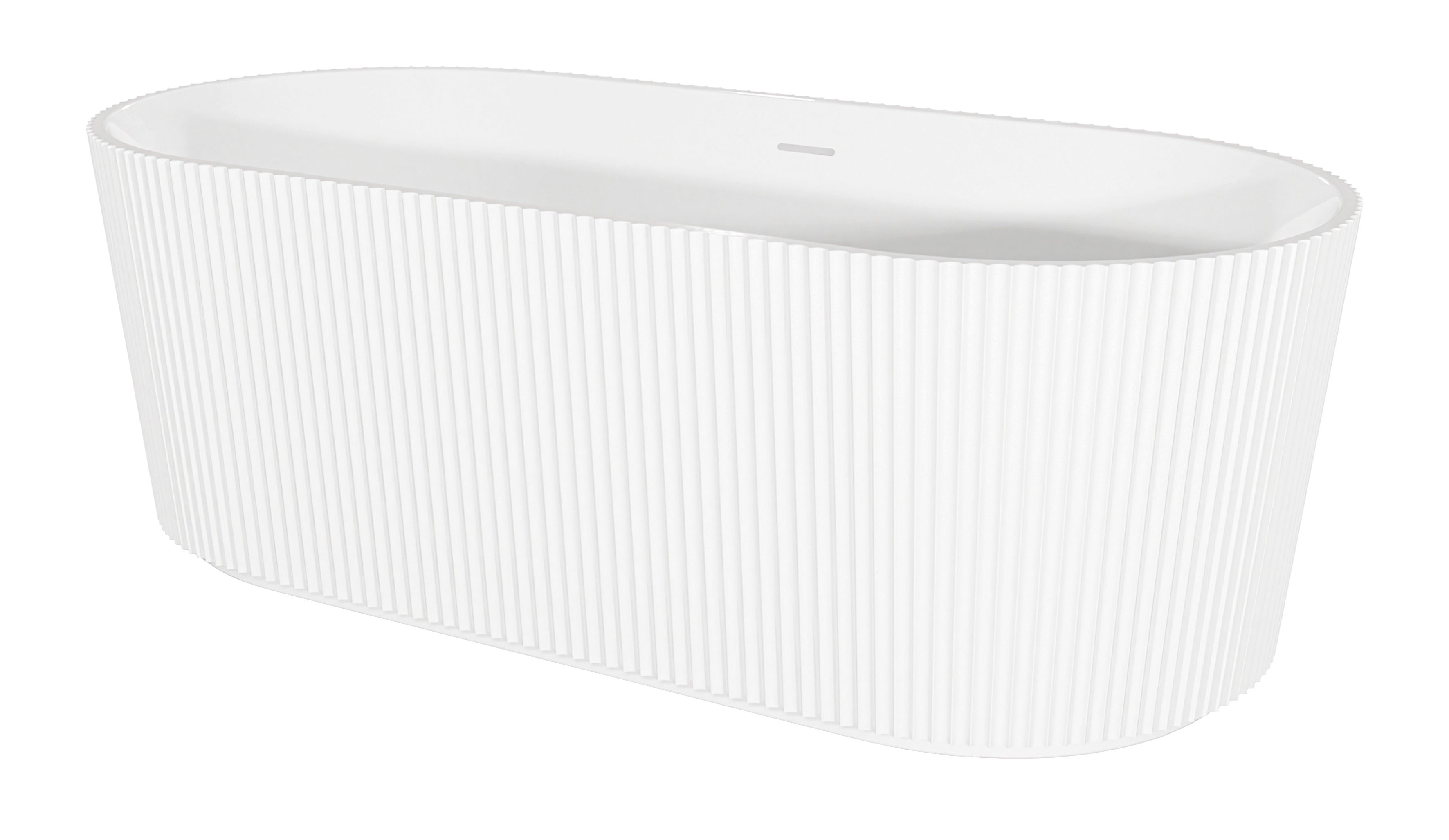 Baridi Double-Ended Fluted Design Bath with Slim Rim 150cm, Gloss White - DH419