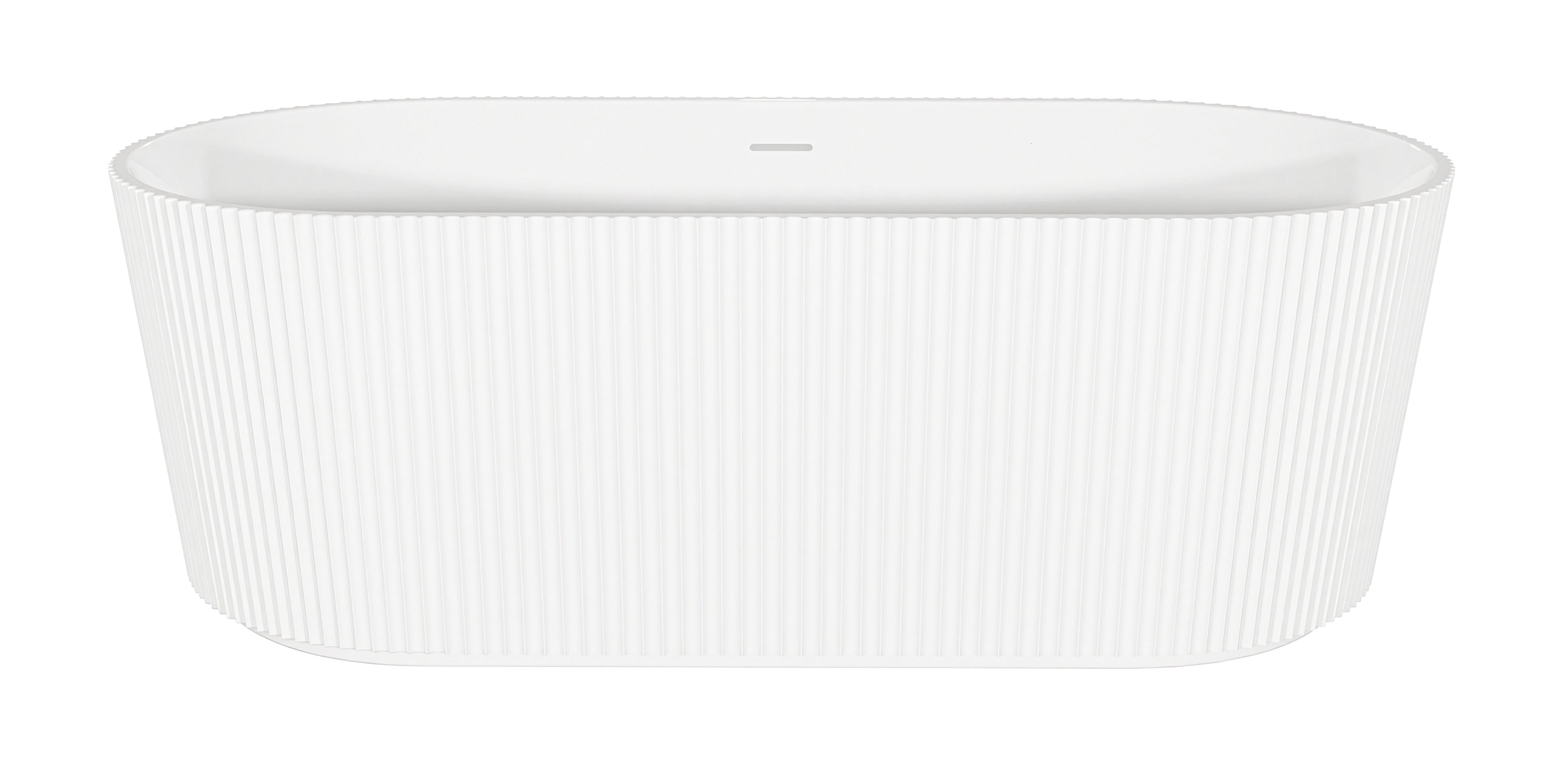 Baridi Double-Ended Fluted Design Bath with Slim Rim 150cm, Gloss White - DH419