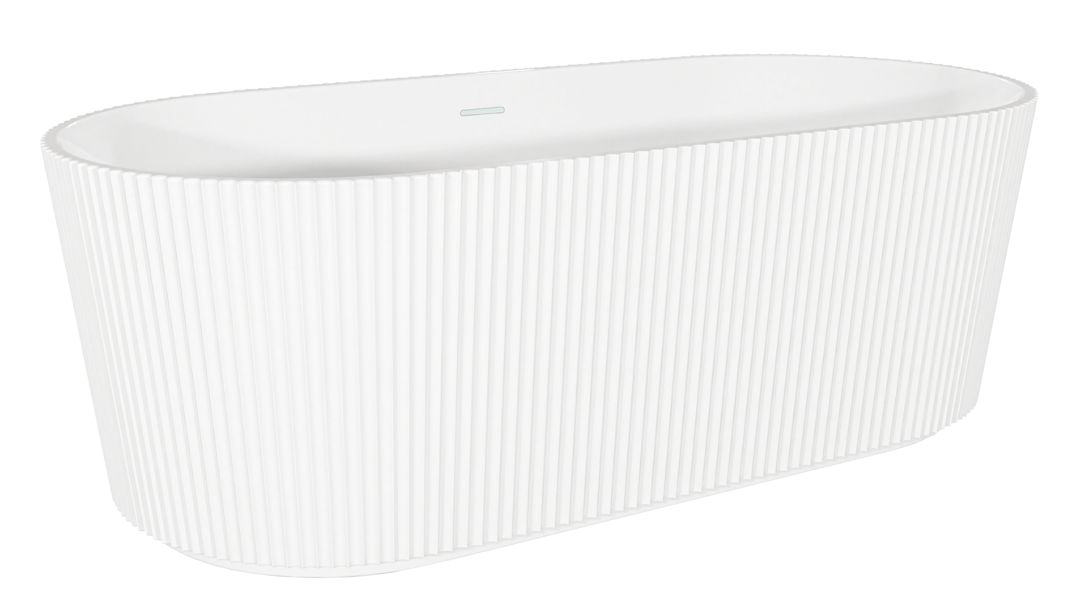 Baridi Double-Ended Fluted Design Bath with Slim Rim 168cm, Gloss White - DH420