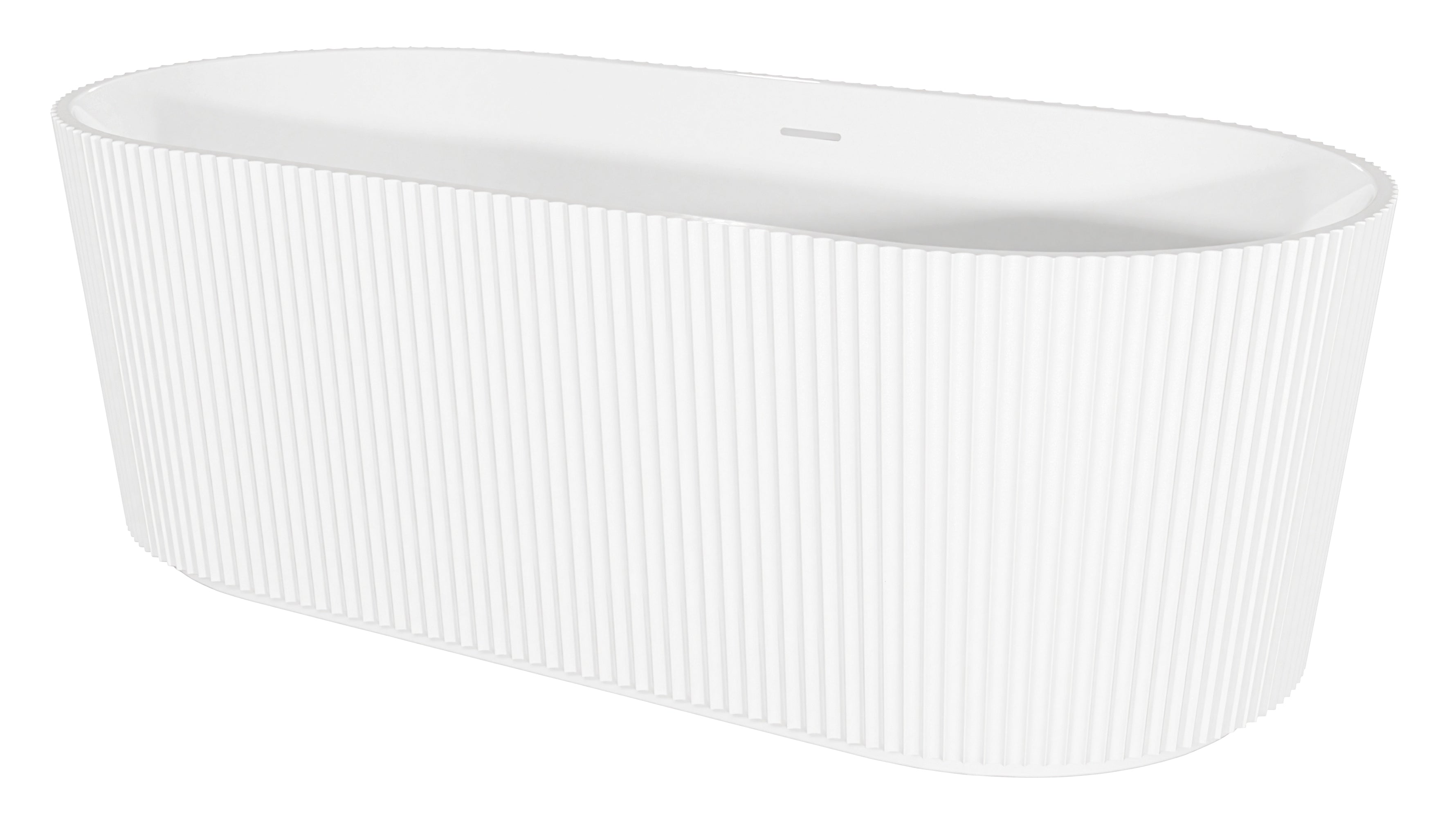 Baridi Double-Ended Fluted Design Bath with Slim Rim 168cm, Gloss White - DH420
