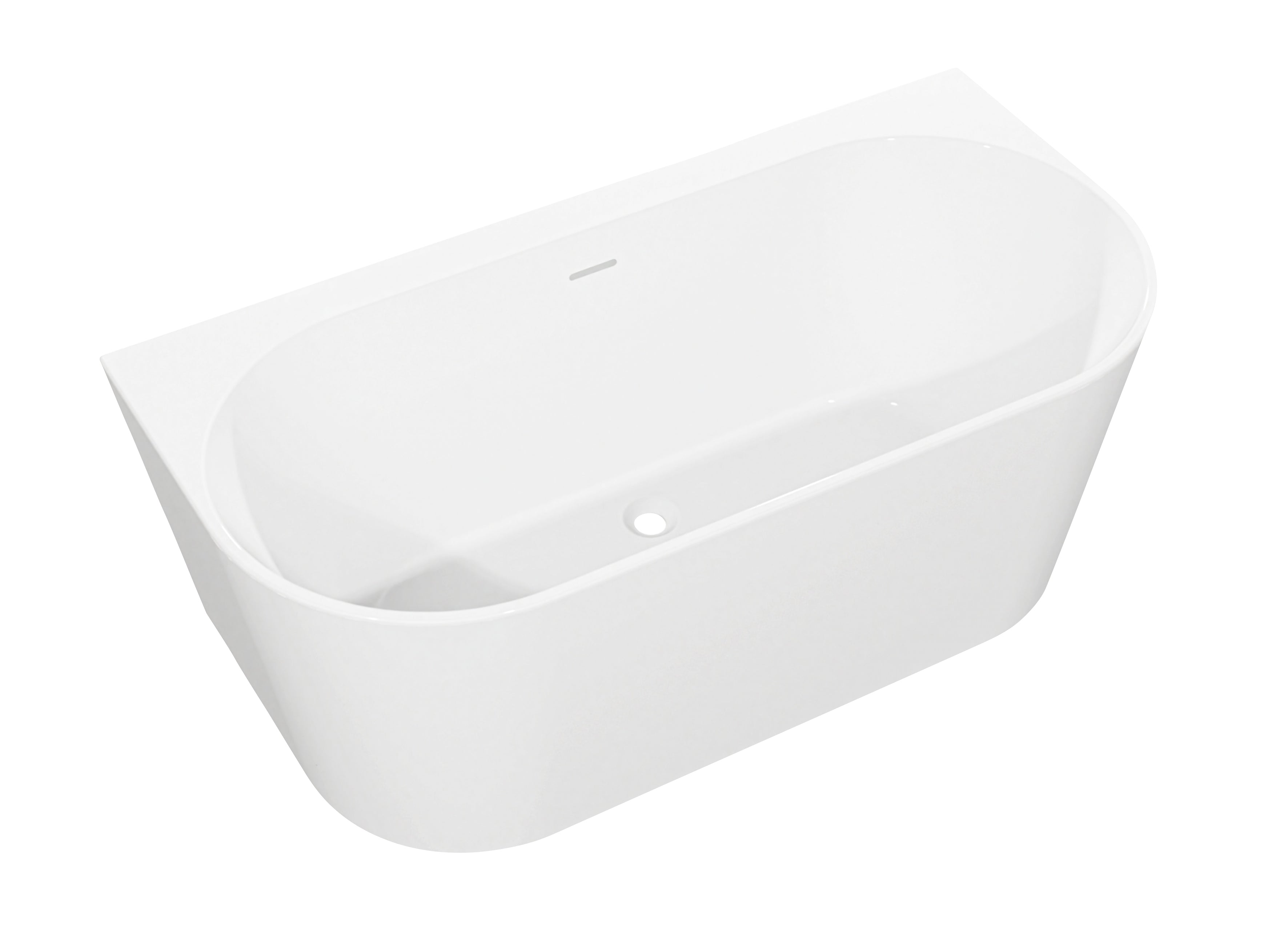 Baridi Back-to-Wall Slim Rim Bath with Overflow System 150cm, Gloss White - DH421