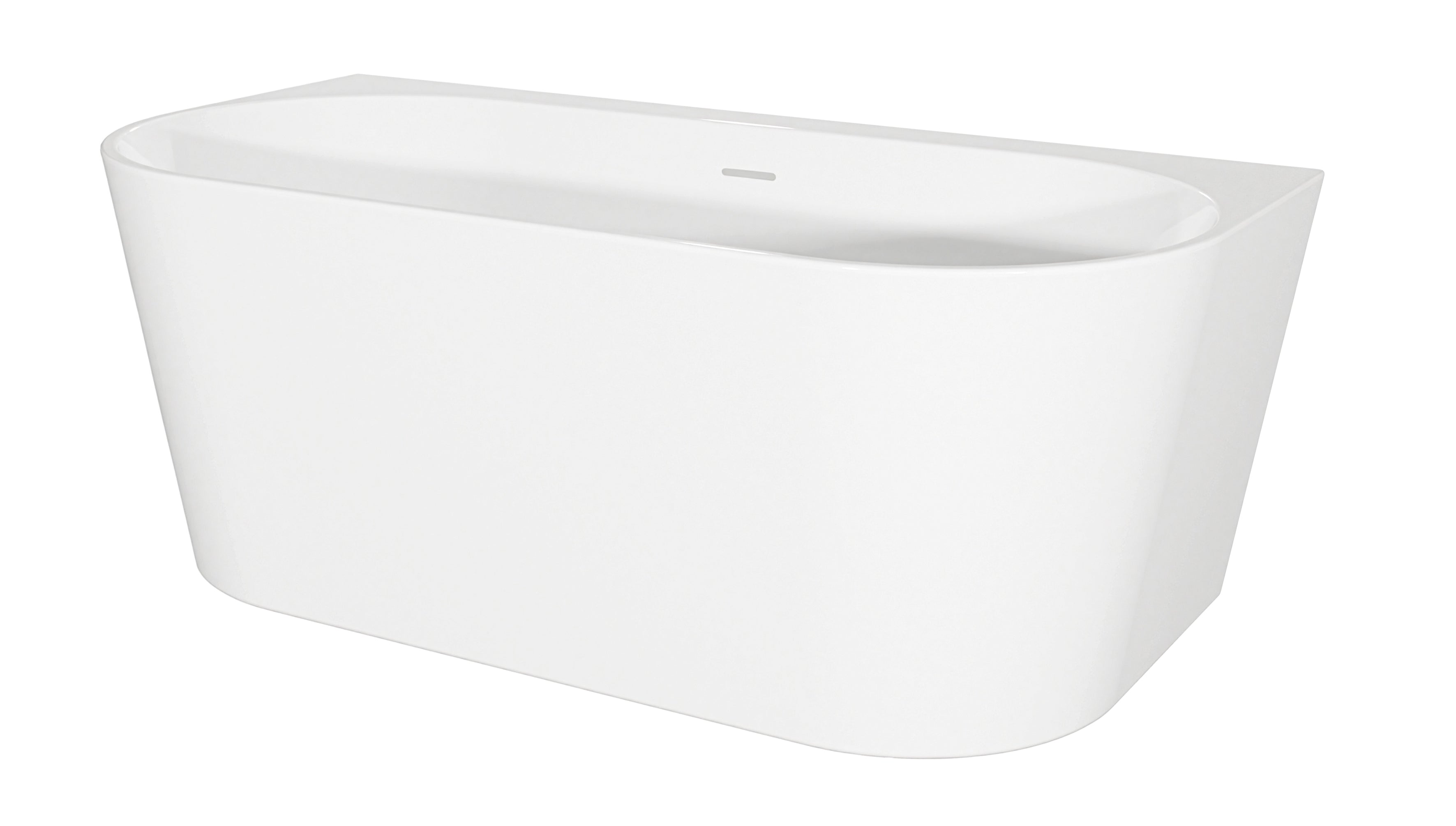 Baridi Back-to-Wall Slim Rim Bath with Overflow System 150cm, Gloss White - DH421