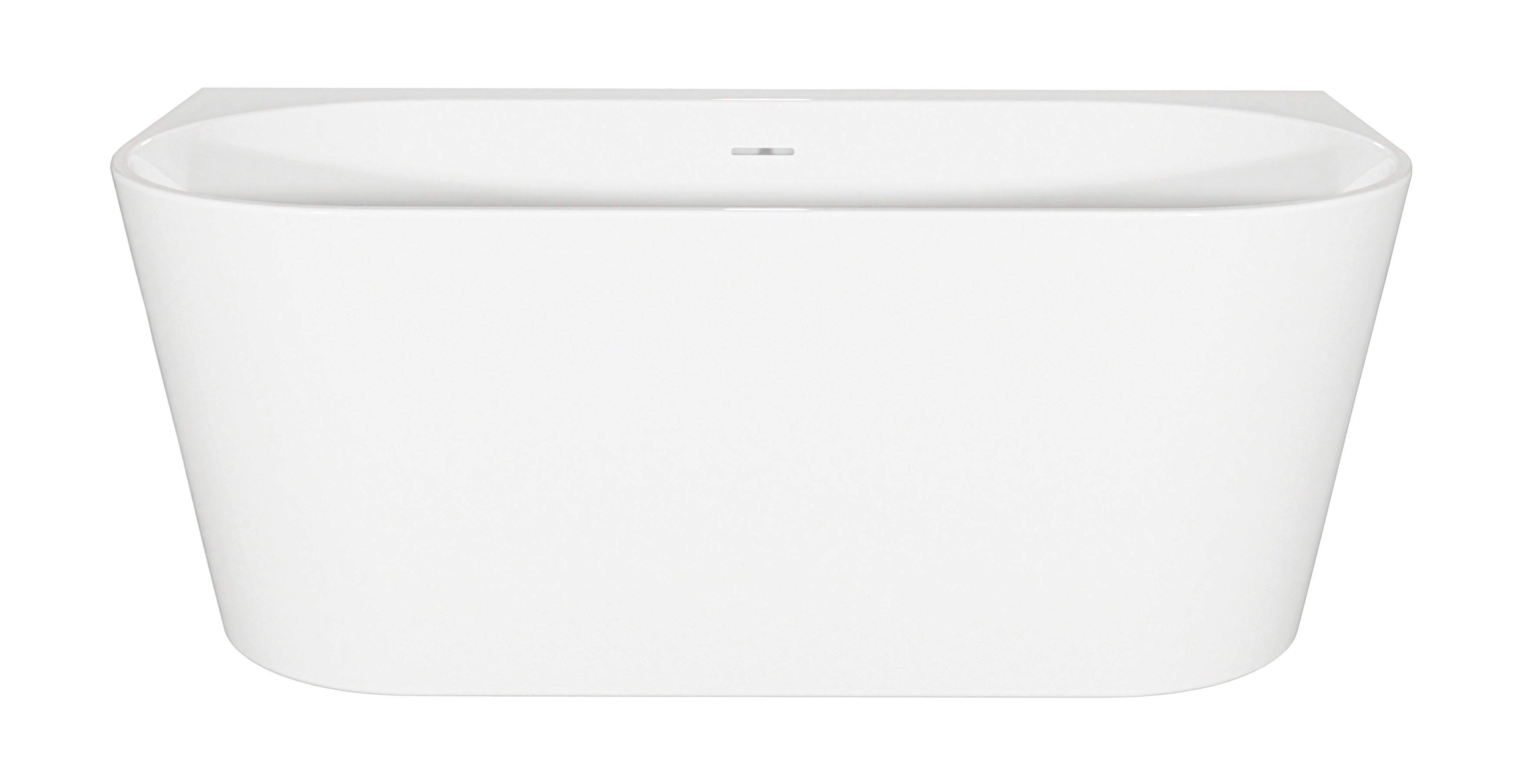 Baridi Back-to-Wall Slim Rim Bath with Overflow System 150cm, Gloss White - DH421