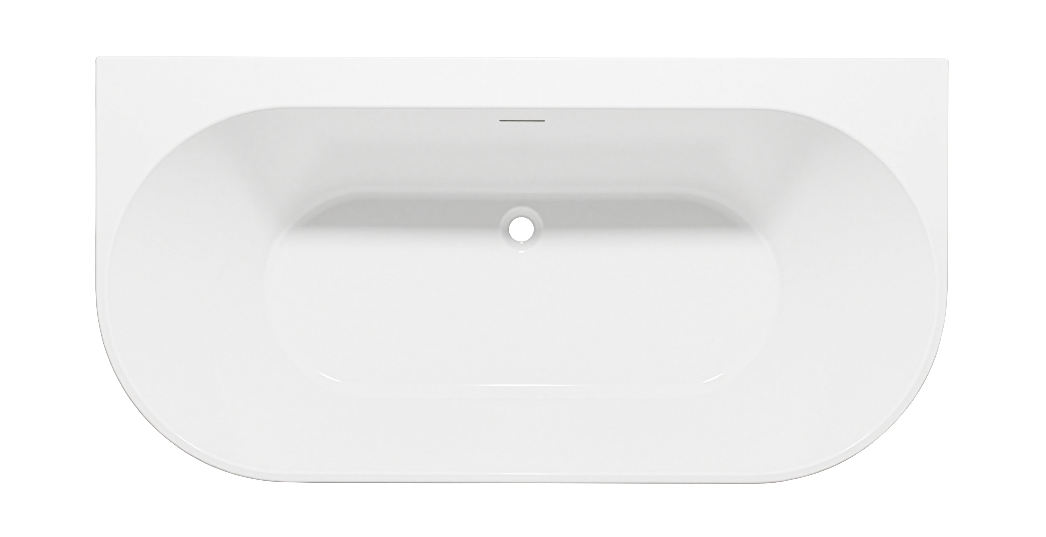 Baridi Back-to-Wall Slim Rim Bath with Overflow System 150cm, Gloss White - DH421
