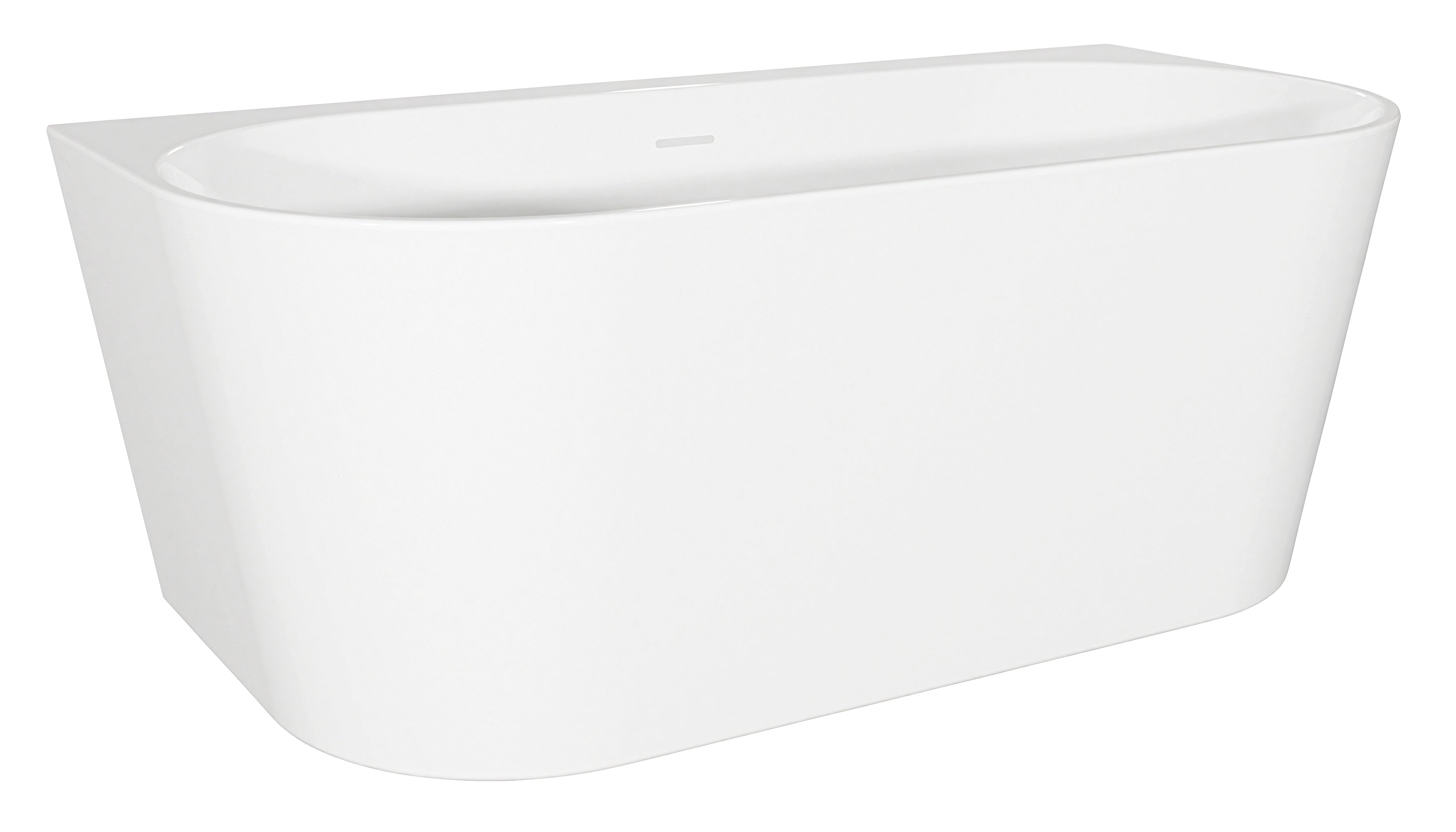 Baridi Back-to-Wall Slim Rim Bath with Overflow System 170cm, Gloss White - DH422