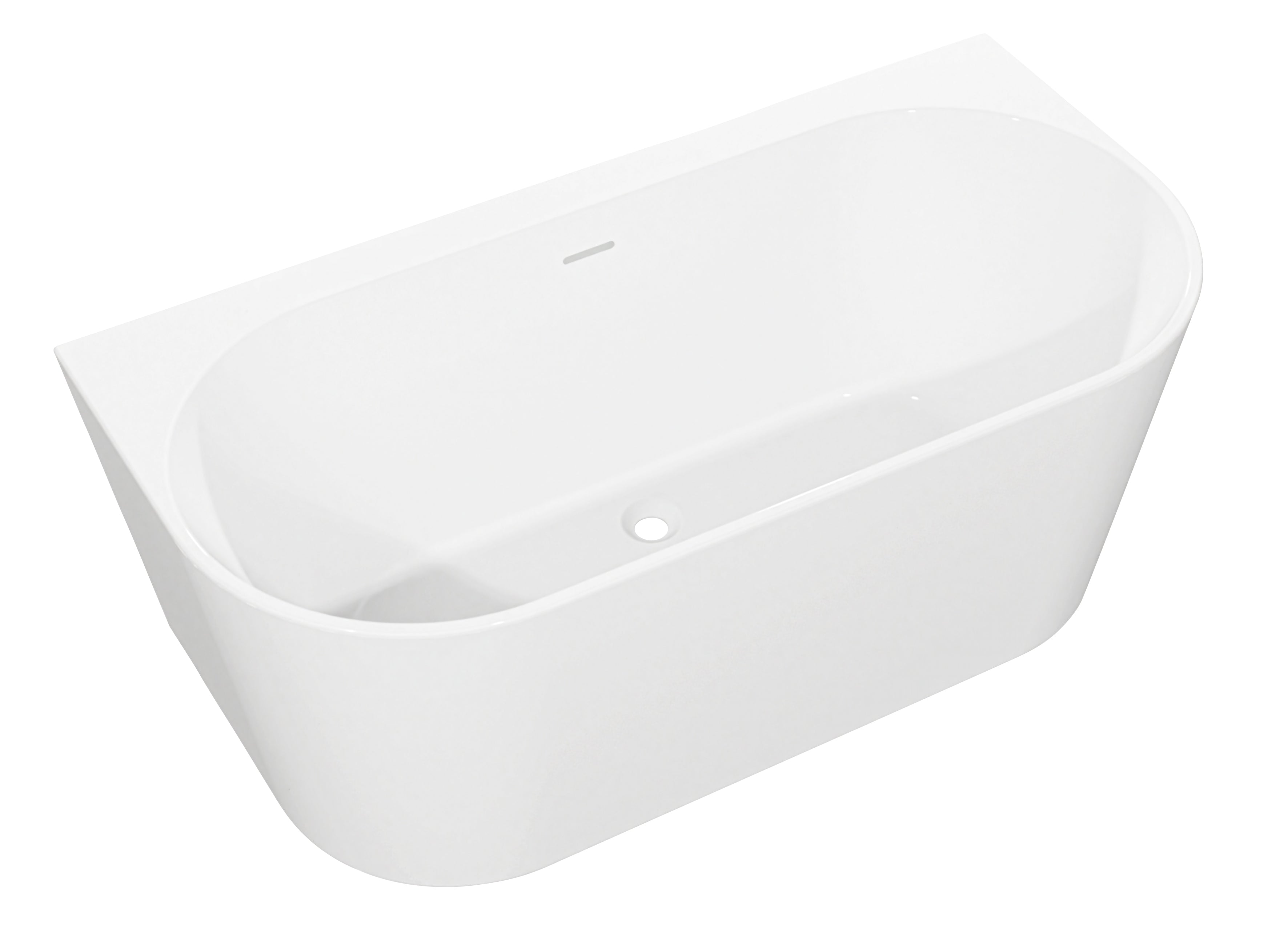 Baridi Back-to-Wall Slim Rim Bath with Overflow System 170cm, Gloss White - DH422