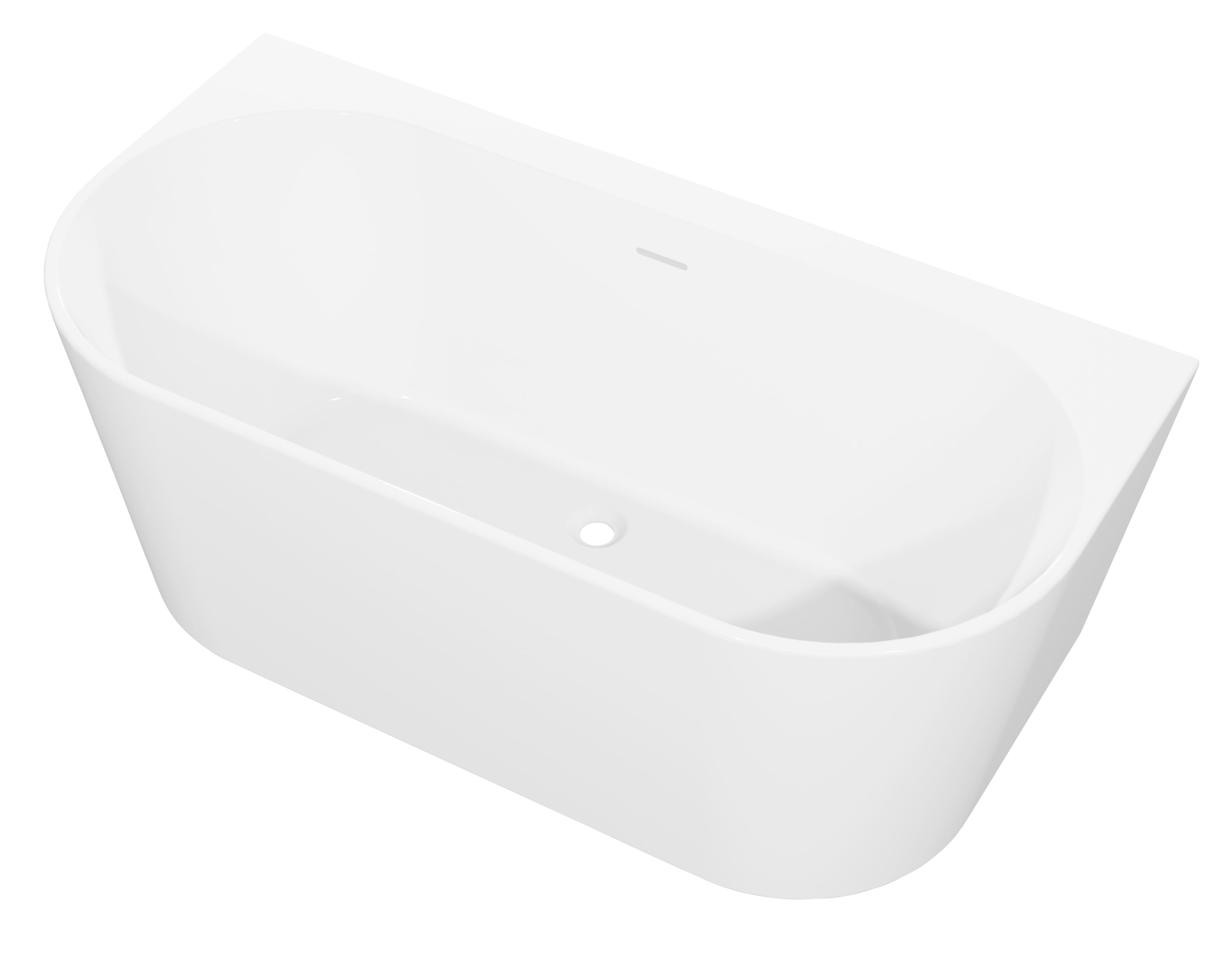 Baridi Back-to-Wall Slim Rim Bath with Overflow System 170cm, Gloss White - DH422