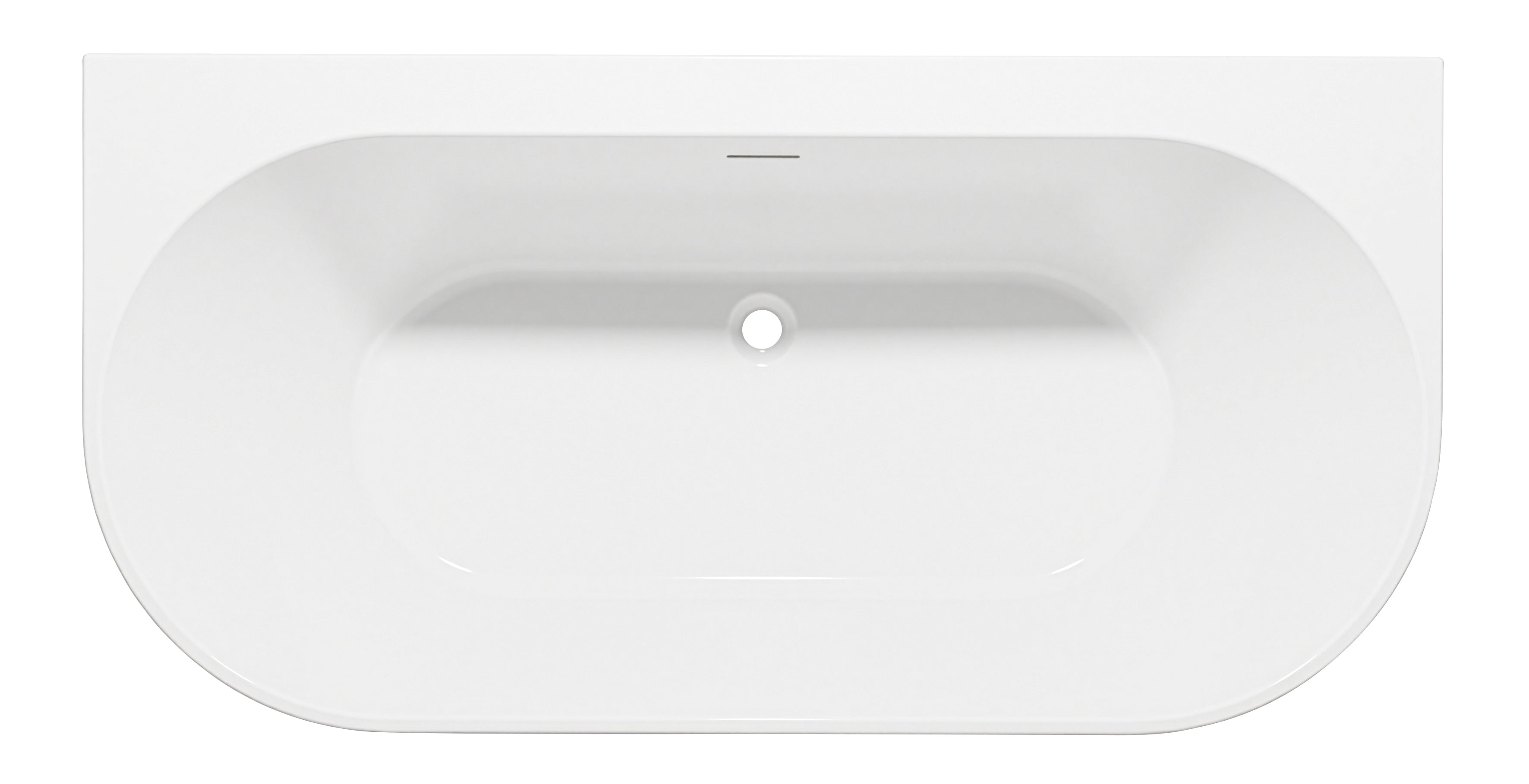 Baridi Back-to-Wall Slim Rim Bath with Overflow System 170cm, Gloss White - DH422