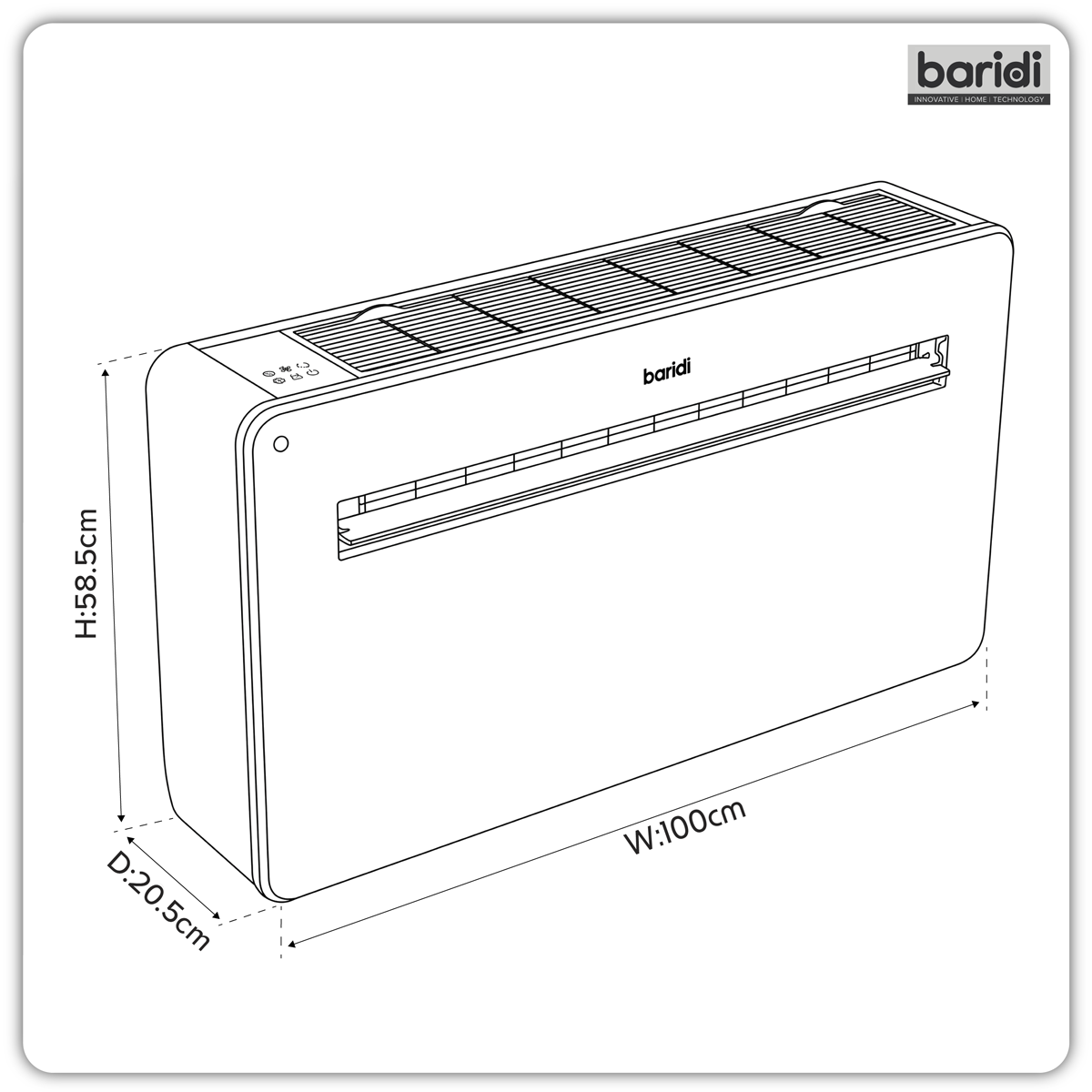 Baridi 4-in-1 Smart Monobloc Wall-Mounting Air Conditioning Unit 10,000Btu/hr, White - DH432