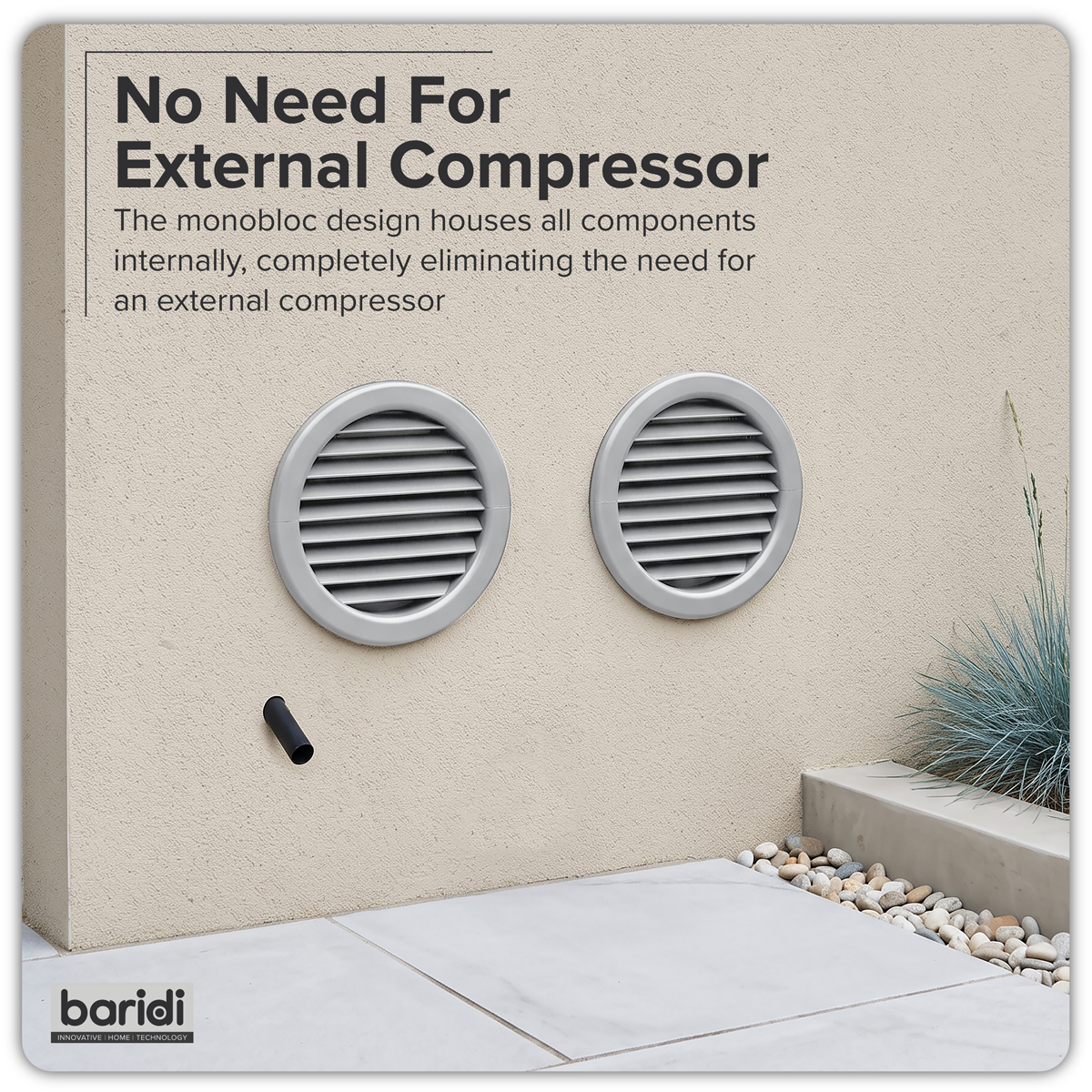 Baridi 4-in-1 Smart Monobloc Wall-Mounting Air Conditioning Unit 12,000Btu/hr, White - DH433
