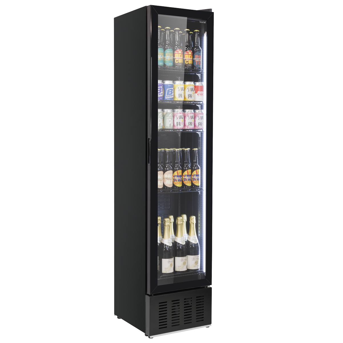 Baridi Tall Drinks/Bar Fridge with Digital Controls & Auto Defrost 160L, Black - DH440