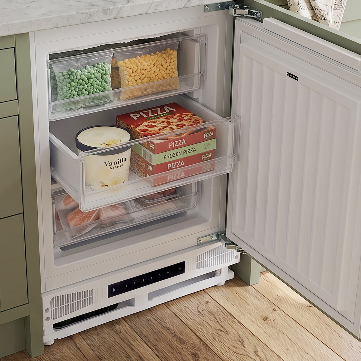Baridi Integrated Undercounter Freezer 95L Capacity, Reversible Door - DH456