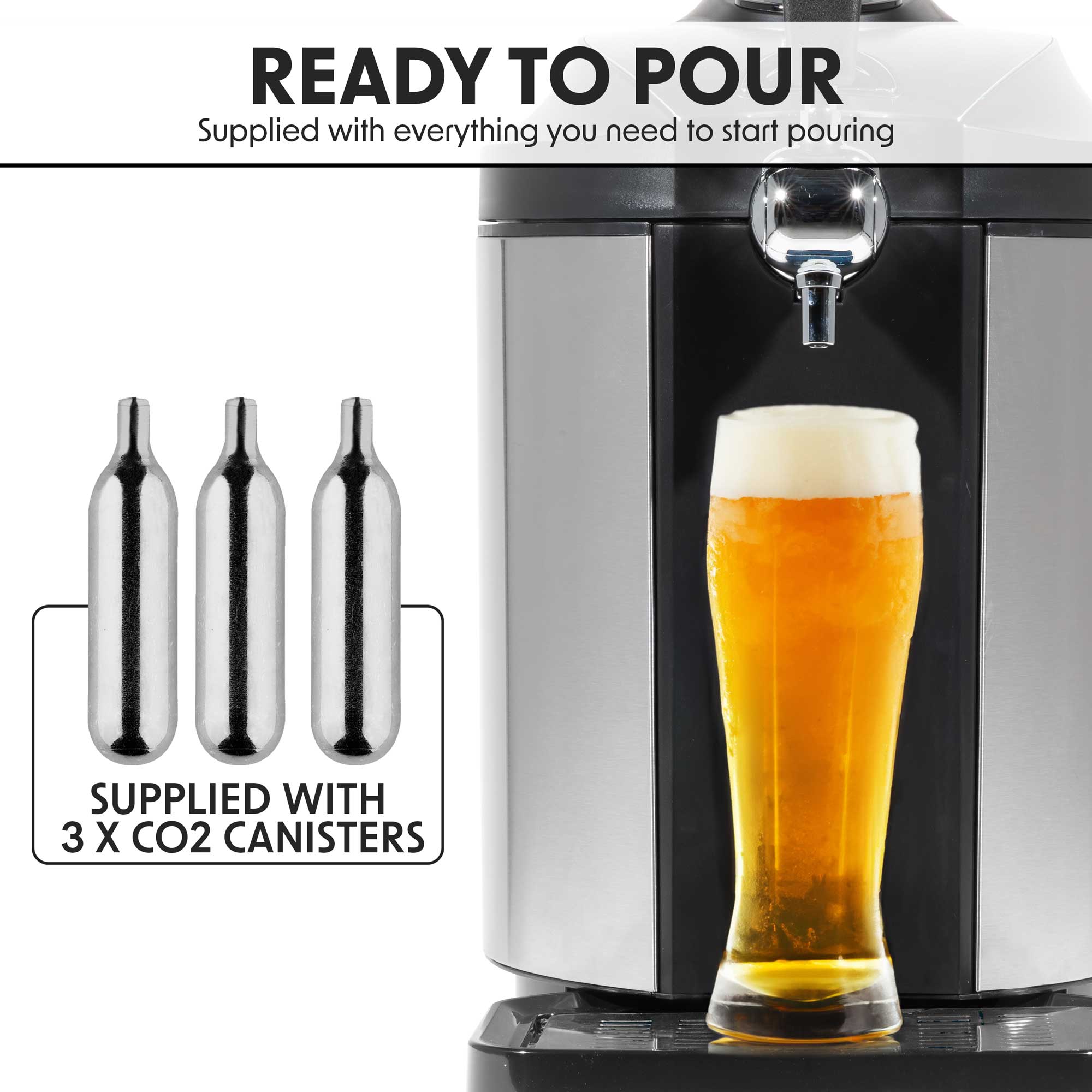 Baridi DH49 Beer Dispenser Action shot - supplied - with gas - 2023