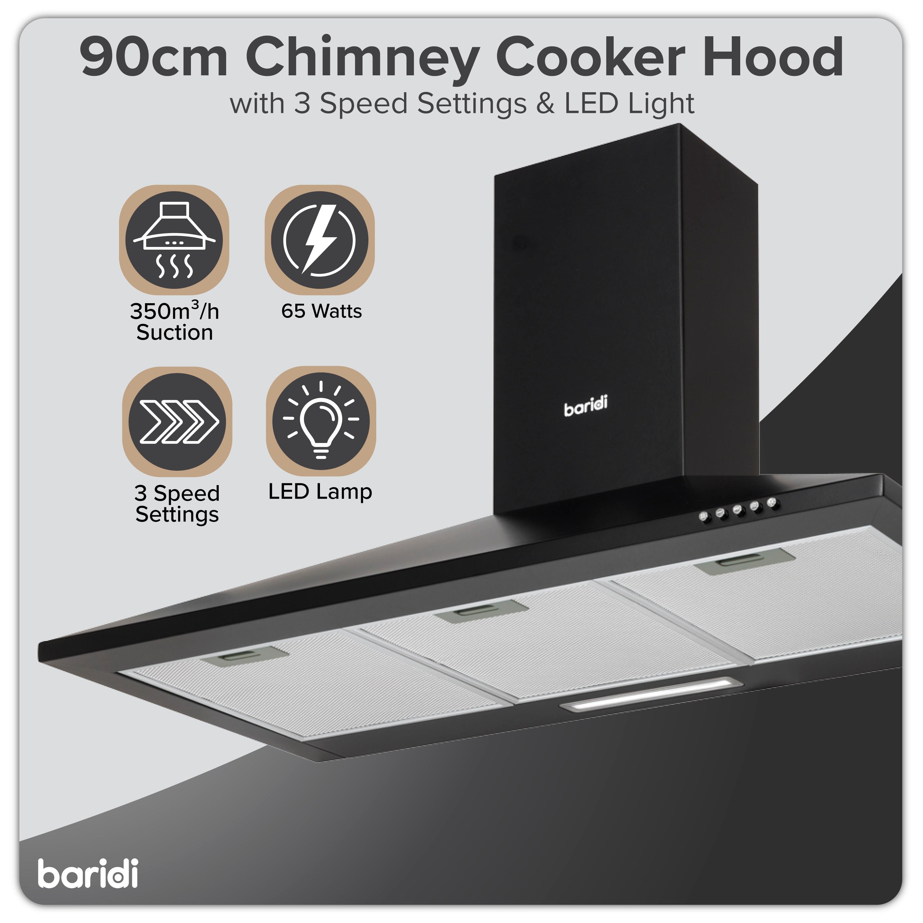 Baridi DH59 Extractor Hoods Action shot - infographic - summary