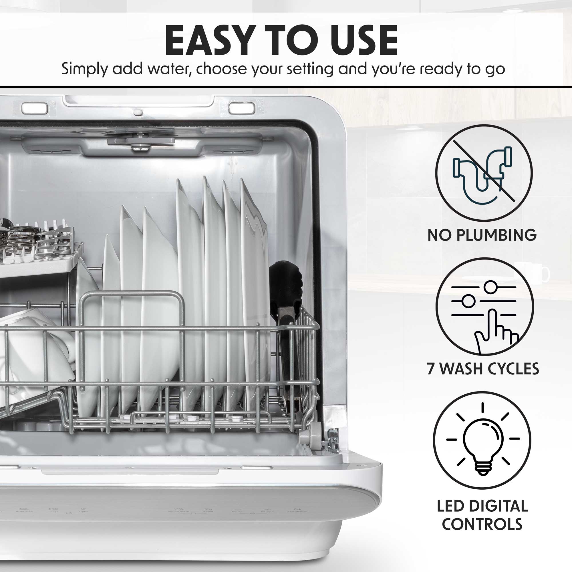 Baridi DH72 Mini Dishwasher Action shot - summary - image