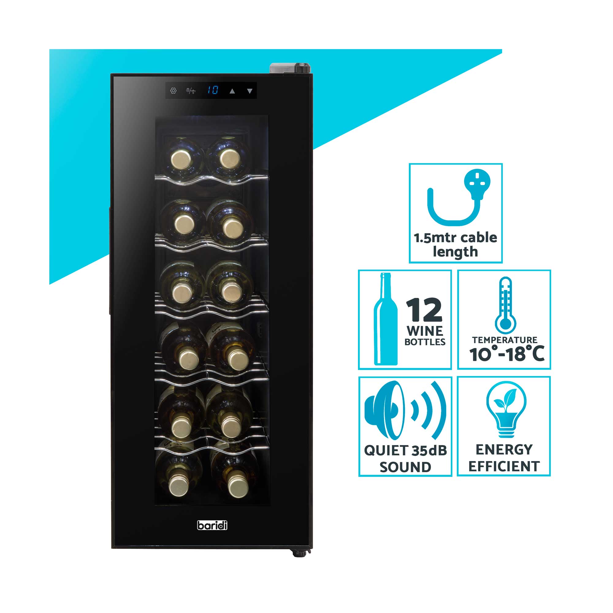 Baridi DH73 Wine Fridges Action shot - logo - information